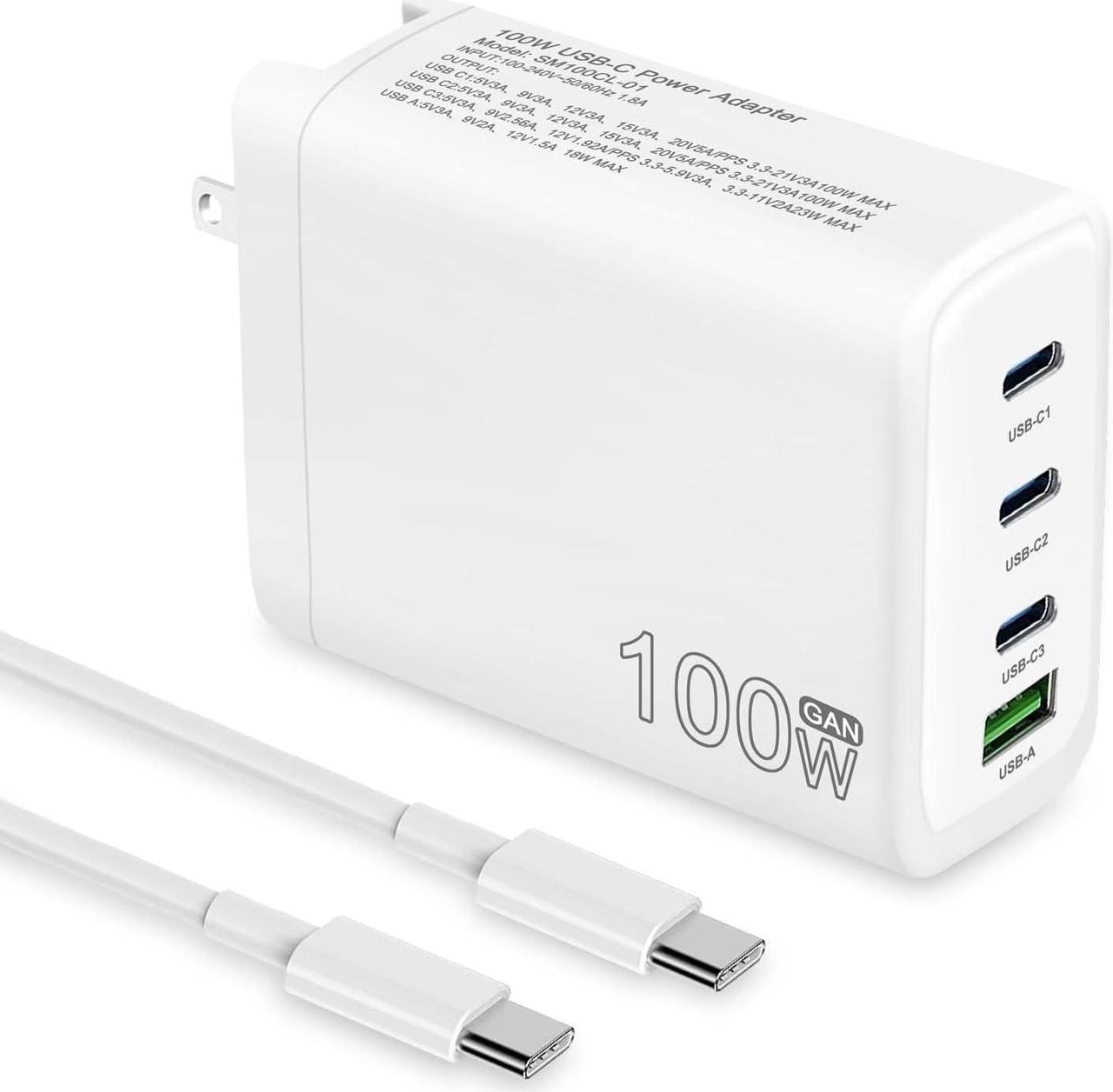 Main image of 100W USB C Charger 4-Port PD USB Power Adapter GaN USB C Charger Fast Charging Station Compatible with Mac Book Pro/Air iPad iPhone 14 Pro Galaxy S23 Ultra Steam Deck  XPS Google Pixelbook