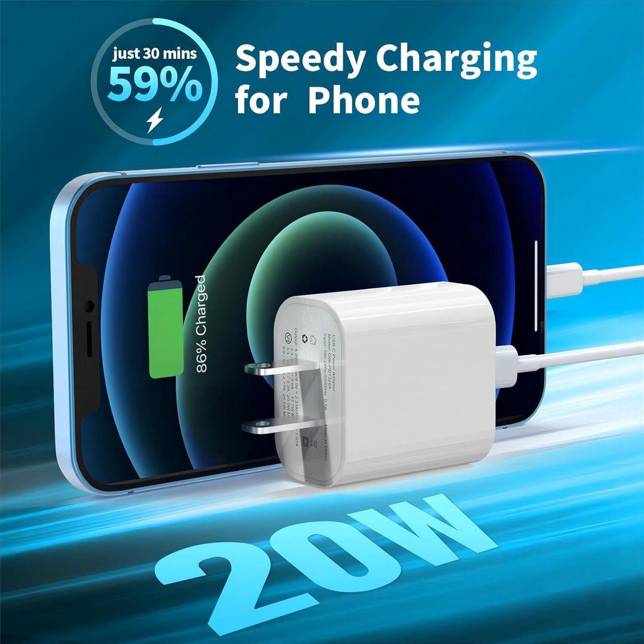 Alt view image 4 of 7 - Phone 16 15 14 13 Fast Charger 3Pack, iGENJUN 20W USB C Charger Wall Charger Block with PD 3.0, Compact USB C Power Adapter for Phone 16/16 Pro/15, Galaxy, Pixel, AirPods Pro - White