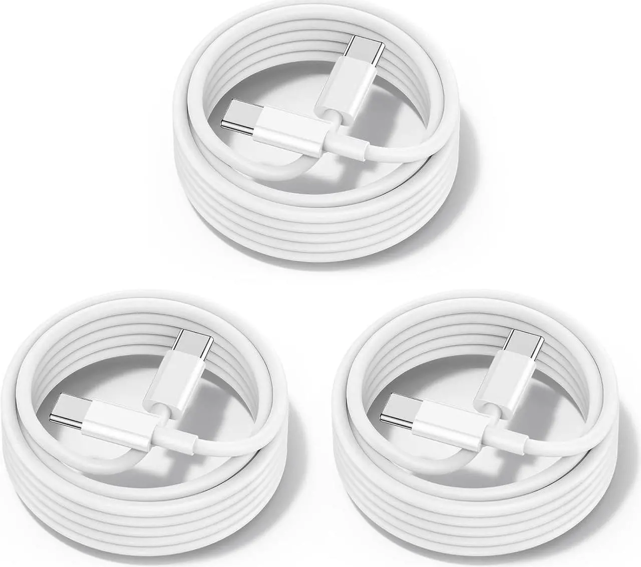 Main image of 60W USB C to USB C Cable [3Pack] iPhone 15 Fast Charging Cable,6ft Long USB-C to USBC Power Cord for iPhone 16/15 Pro Plus Pro Max, MacBook Pro Air/IPad/iPad Pro 12.9/11,AirPods 4(White)