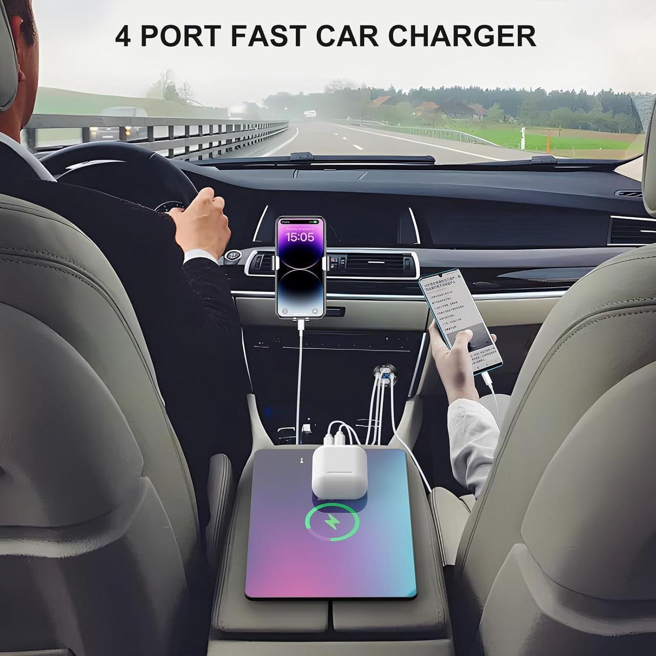 Alt view image 3 of 7 - Upgraded 4 Port 12V USB Outlet Aluminum Charger, 78W Dual PD & QC Multiple USB Port for Car, USB C Cigarette Lighter Replacement 12 Volt Socket with Voltmeter Waterproof for Marine Boat Motorcycle RV