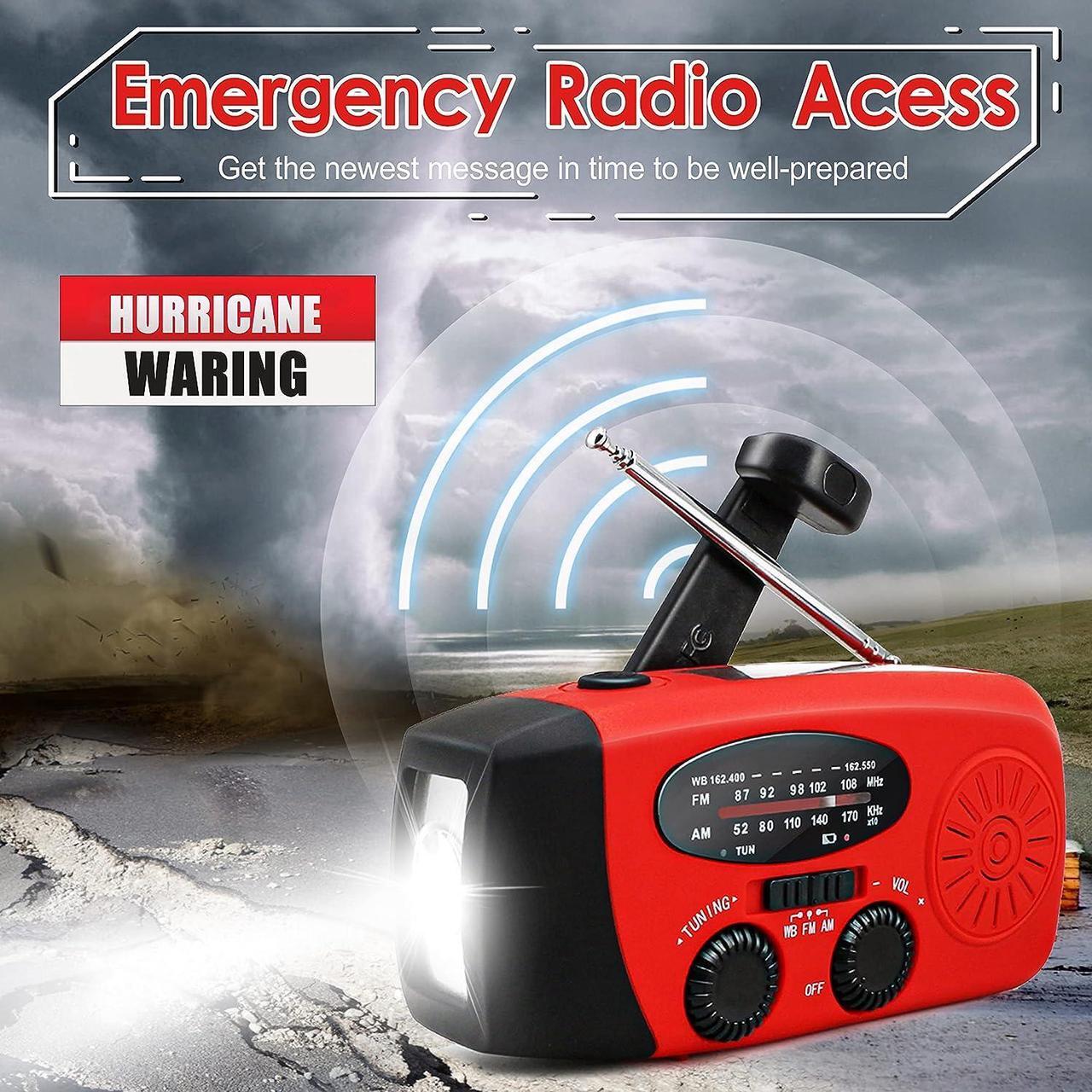 Alt view image 2 of 7 - Emergency Hand Crank Radio with LED Flashlight for Emergency AM/FM NOAA Portable Weather Radio with 2000mAh Power Bank Phone Charger USB Charged & Solar Power for Camping Emergency