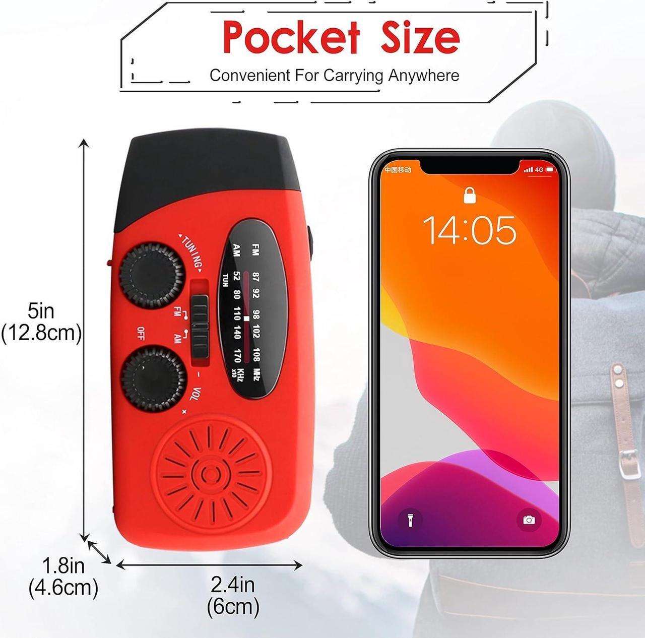 Alt view image 5 of 7 - Emergency Hand Crank Radio with LED Flashlight for Emergency AM/FM NOAA Portable Weather Radio with 2000mAh Power Bank Phone Charger USB Charged & Solar Power for Camping Emergency