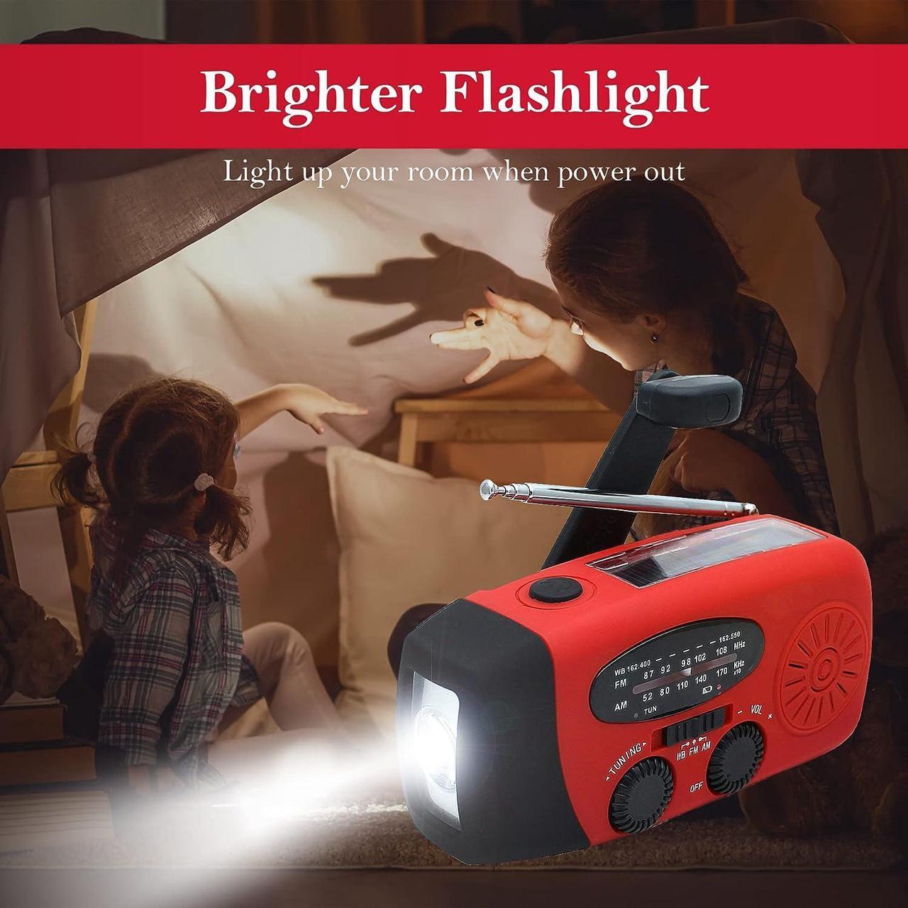 Alt view image 6 of 7 - Emergency Hand Crank Radio with LED Flashlight for Emergency AM/FM NOAA Portable Weather Radio with 2000mAh Power Bank Phone Charger USB Charged & Solar Power for Camping Emergency
