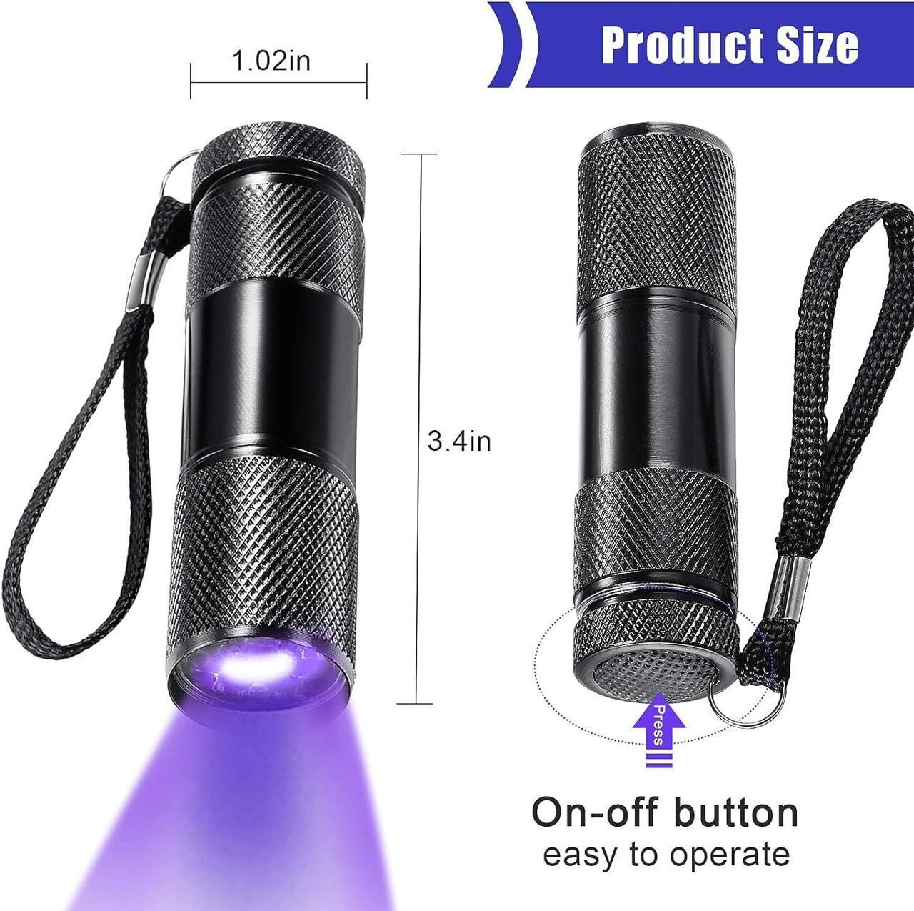 Alt view image 2 of 7 - 10 Pieces UV Blacklight Flashlights, LED Light, Handheld, Mini Light Torch Detector, Portable UV Flashlight Torch for Pets Stains Urine (Purple Light)