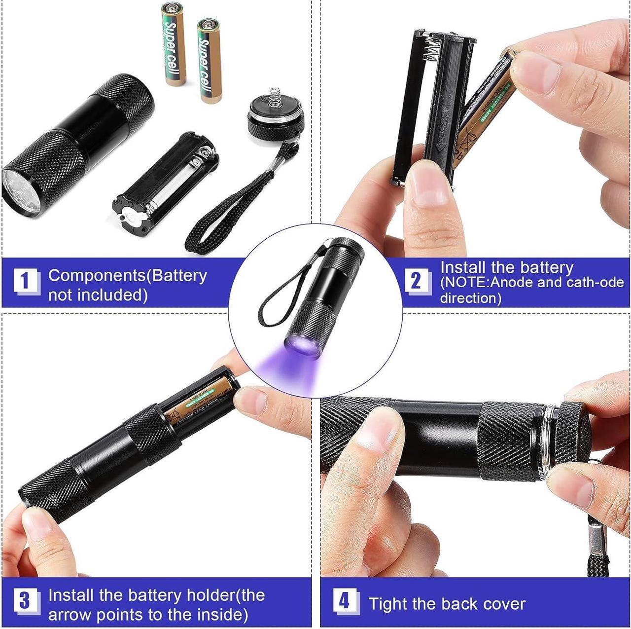 Alt view image 4 of 7 - 10 Pieces UV Blacklight Flashlights, LED Light, Handheld, Mini Light Torch Detector, Portable UV Flashlight Torch for Pets Stains Urine (Purple Light)