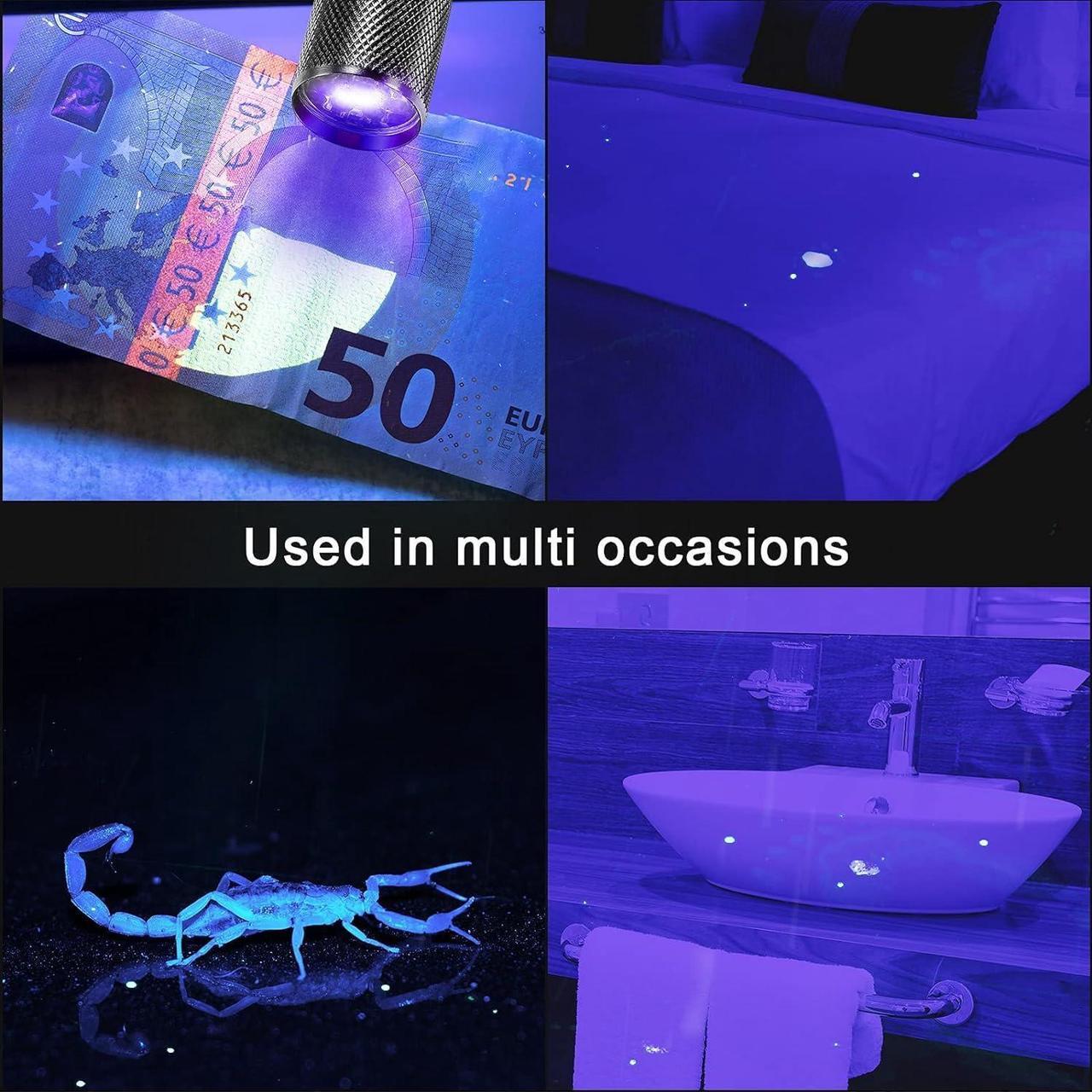 Alt view image 5 of 7 - 10 Pieces UV Blacklight Flashlights, LED Light, Handheld, Mini Light Torch Detector, Portable UV Flashlight Torch for Pets Stains Urine (Purple Light)