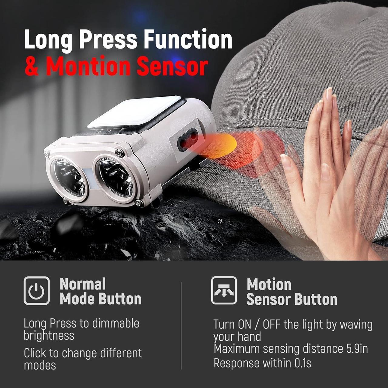 Alt view image 4 of 7 - LED Hard Hat Light 800Lumens Rechargeable Dimmable Clip on Cap Lights 180°Adjustable Hands Free Hat Flashlight Headlamp Waterproof for Running Camping Hunting Cycling Emergency