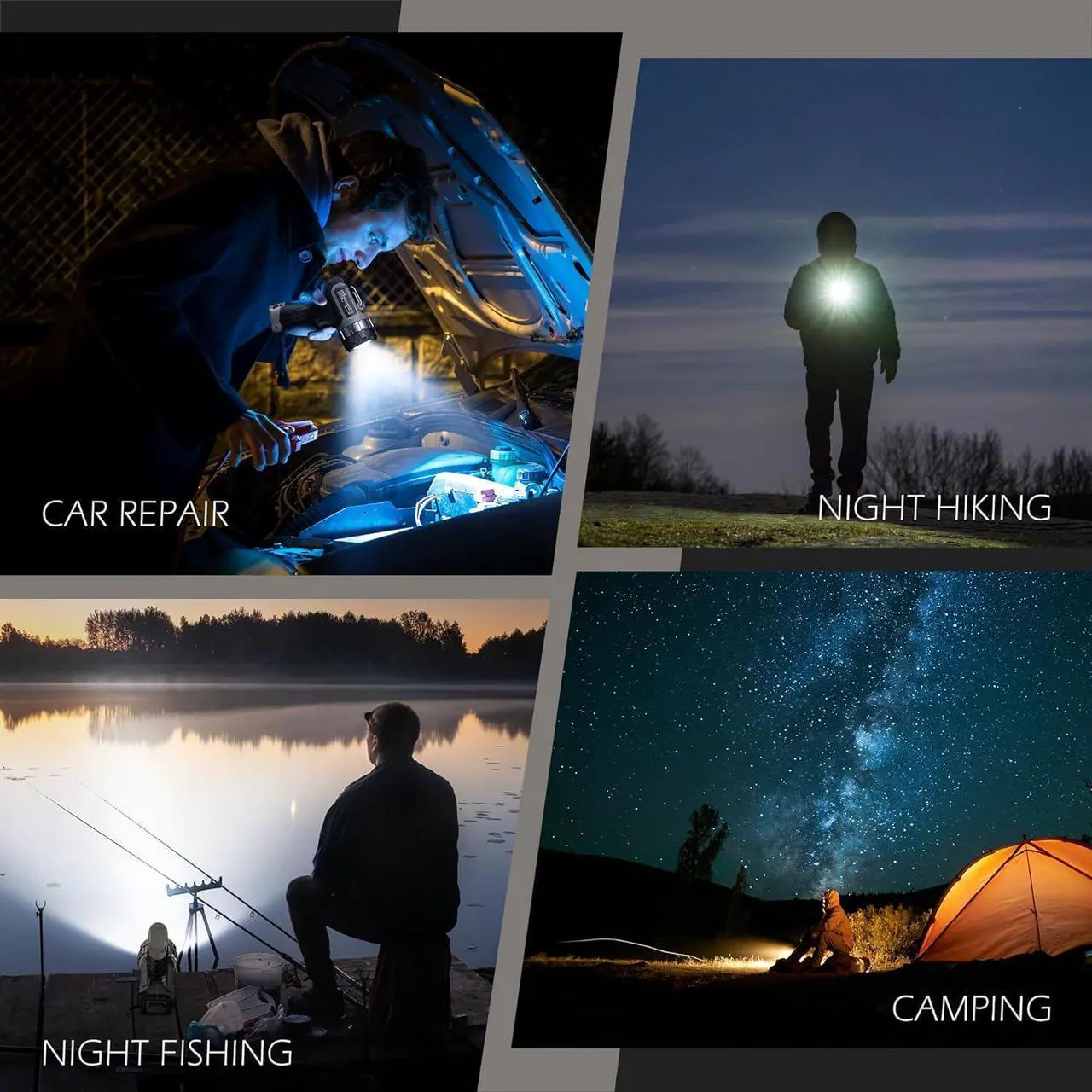 Alt view image 4 of 7 - FORTO Compact Rechargeable Spotlight with Adjustable Focus, Handheld Spotlight with Stand, 823m Range, 3 Light Modes and LED Spot Lights Outdoor for Boating Hunting Camping Hiking1400 Lumens