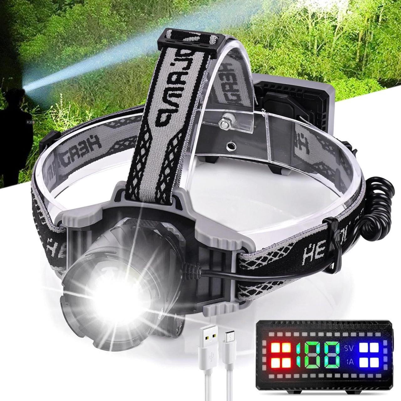 Main image of Rechargeable Headlamp 1500LM Super Bright, LED Headlamp 80H Runtime, 4 Modes & Zoomable IPX6 Waterproof, Red Light Headlamp for Camping, Fishing, Running