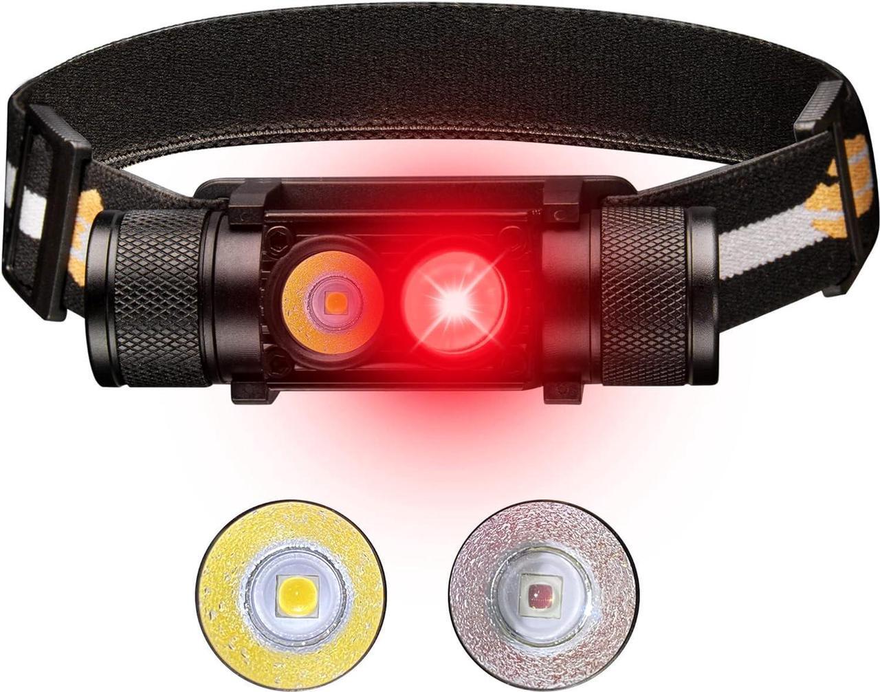 Main image of LED Rechargeable Red Headlamp D25LR Powerful Lightweight Head Flashlight with 90 High CRI Bright White Light and 660nm Deep Red Light USB Charging for Camping Hiking Hunting