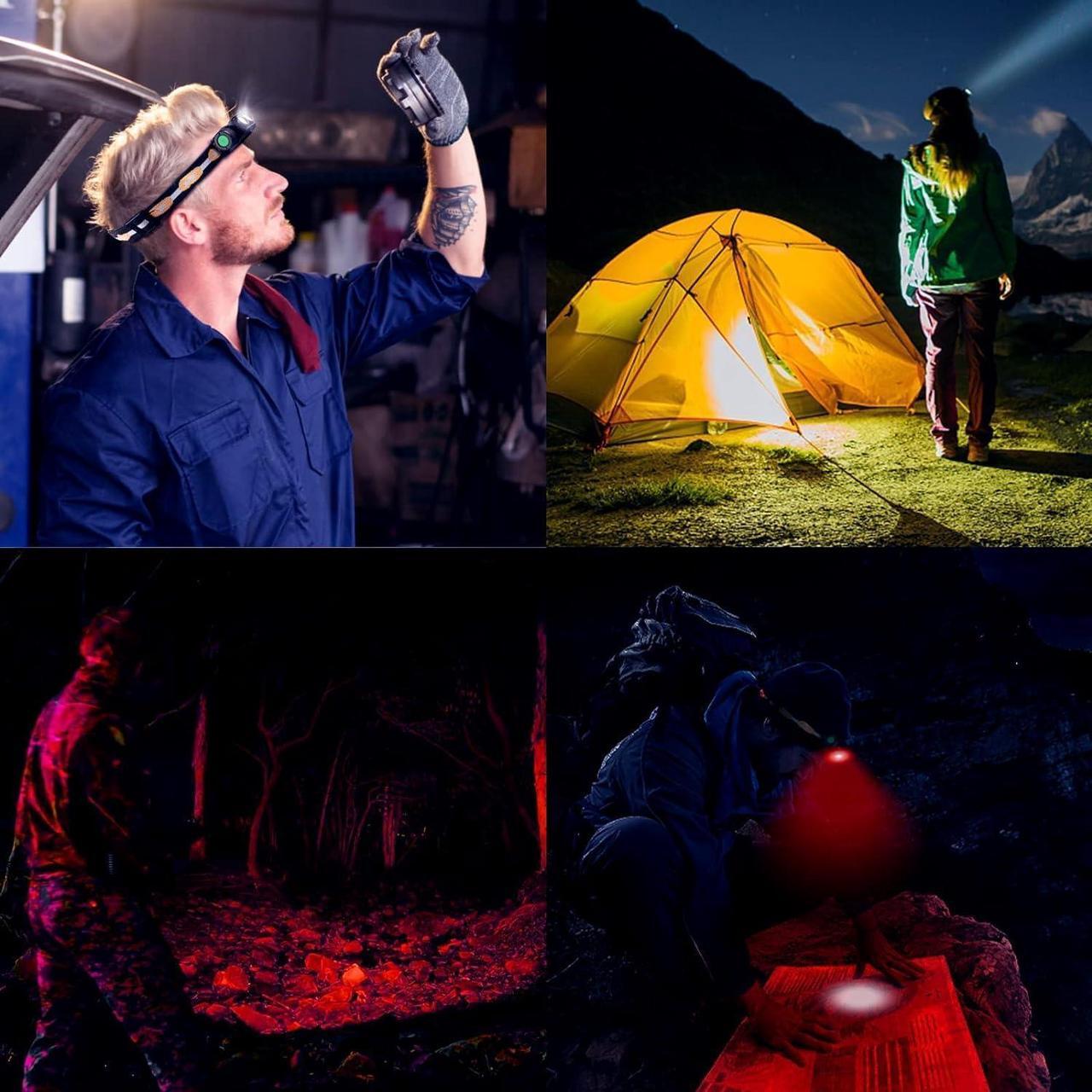 Alt view image 6 of 6 - LED Rechargeable Red Headlamp D25LR Powerful Lightweight Head Flashlight with 90 High CRI Bright White Light and 660nm Deep Red Light USB Charging for Camping Hiking Hunting