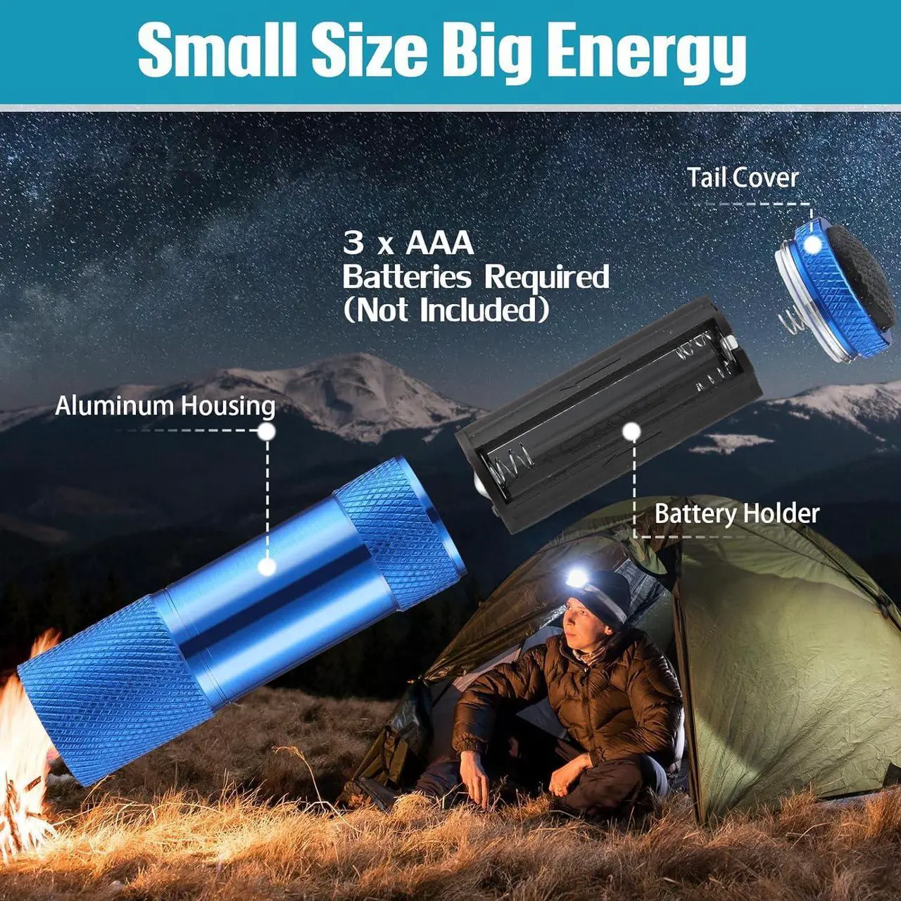 Alt view image 3 of 6 - VIHOSE 48 Pcs Mini Flashlights Bulk, Bright Aluminum Handheld Flash Light with Lanyard, Small LED Flashlights for Kids Night Reading Emergency Hurricane Camping Hiking Party Favors(Classic Color)