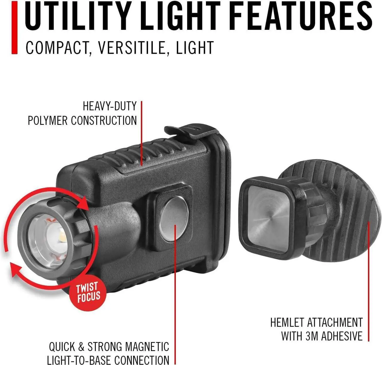 Alt view image 4 of 7 - COAST HX500 480 Lumen Alkaline Dual Power LED Utility Light with Twist Focus, KASK Mount, Magnetic