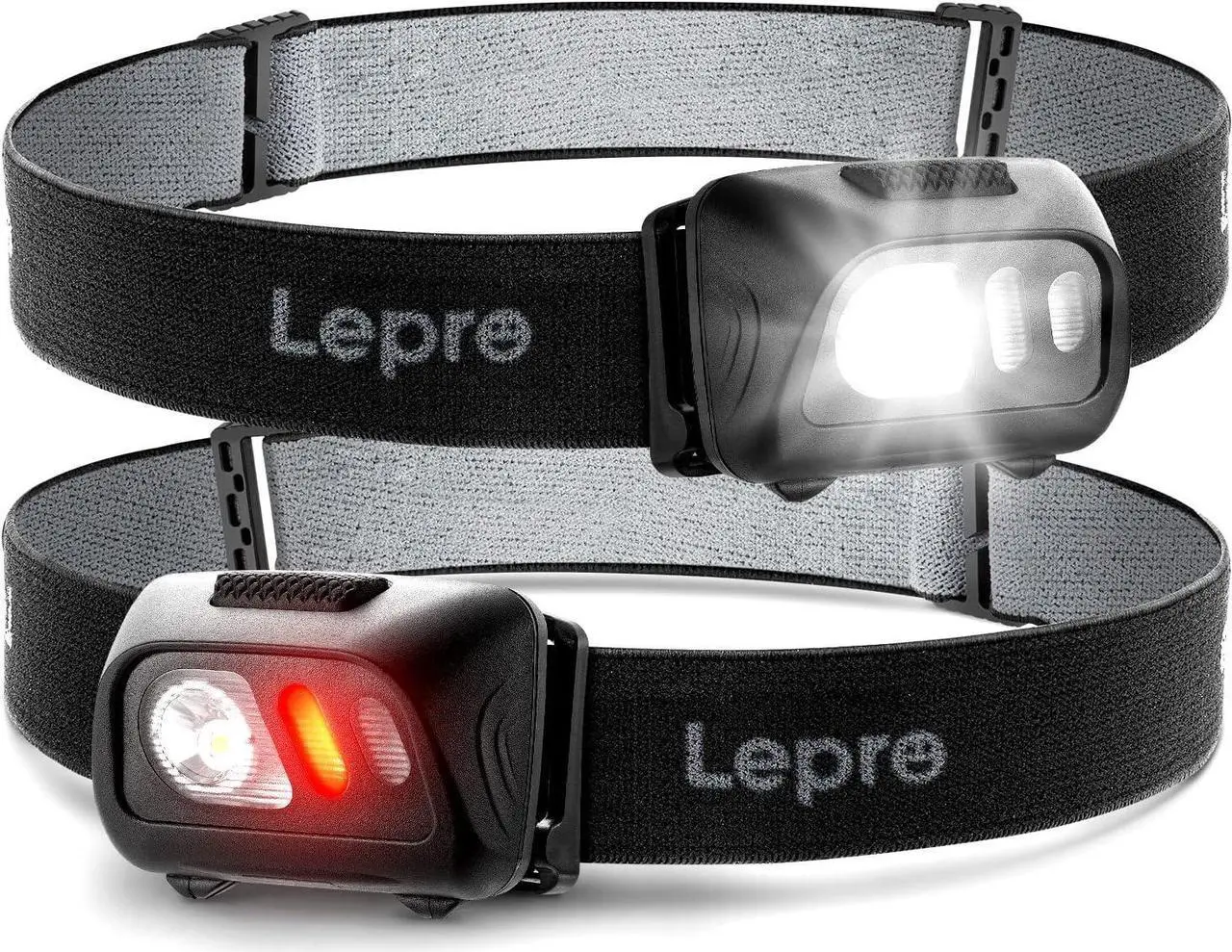 Main image of Lepro LED Headlamp Flashlights, 1500Lux Head Lamp with 6 Lighting Modes and Red Light, IPX4 Waterproof Headlamp for Camping Hiking Backpacking Fishing, Adjustable Headband Suit for Adults Kids 2 Pack