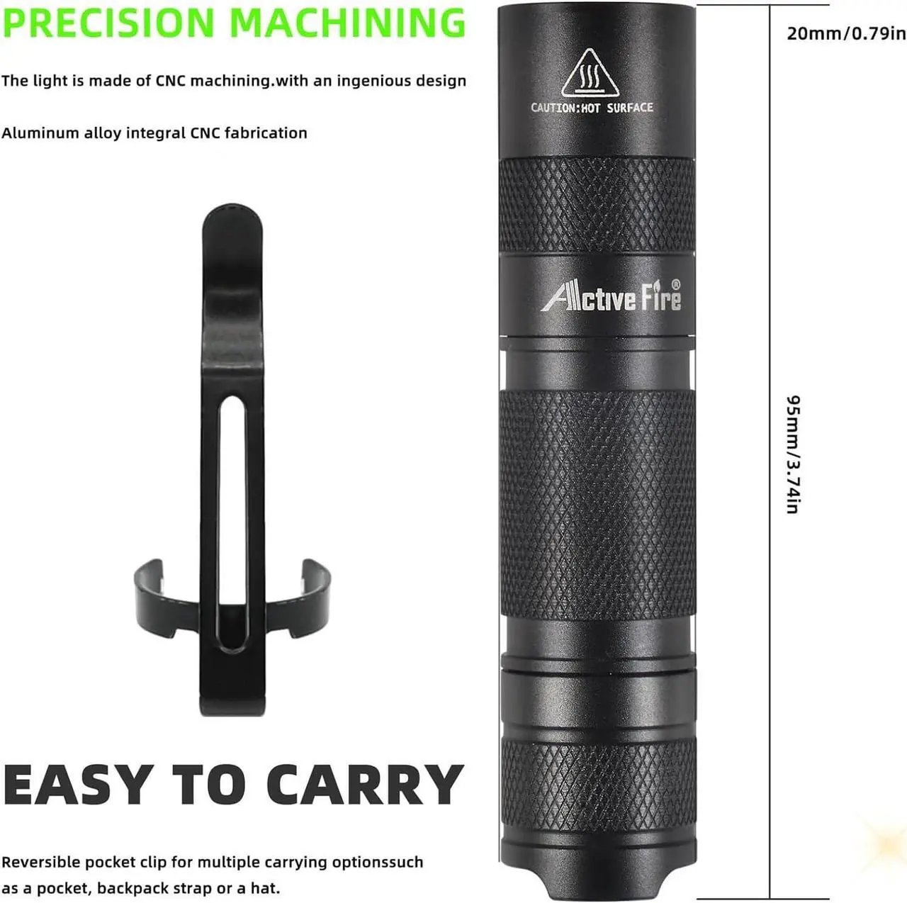 Alt view image 2 of 7 - Mini AA Pen Pocket Torch, Super Bright Lumen Waterproof Keychain LED Torch, Handheld Torch with Clip, Powered by AA or 14500 Batteries,LED Torch for Night Reading or Daily Lighting