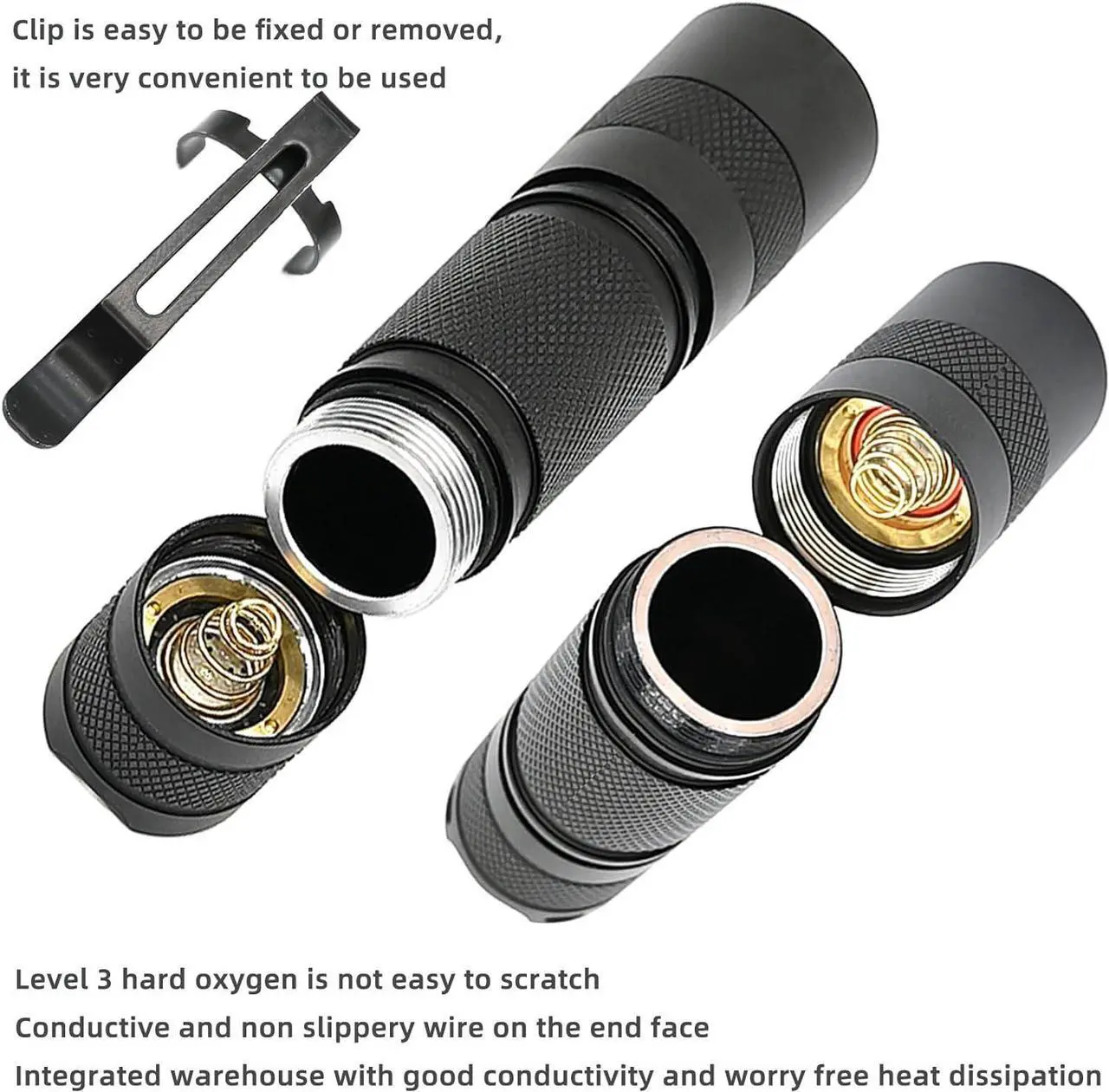 Alt view image 6 of 7 - Mini AA Pen Pocket Torch, Super Bright Lumen Waterproof Keychain LED Torch, Handheld Torch with Clip, Powered by AA or 14500 Batteries,LED Torch for Night Reading or Daily Lighting