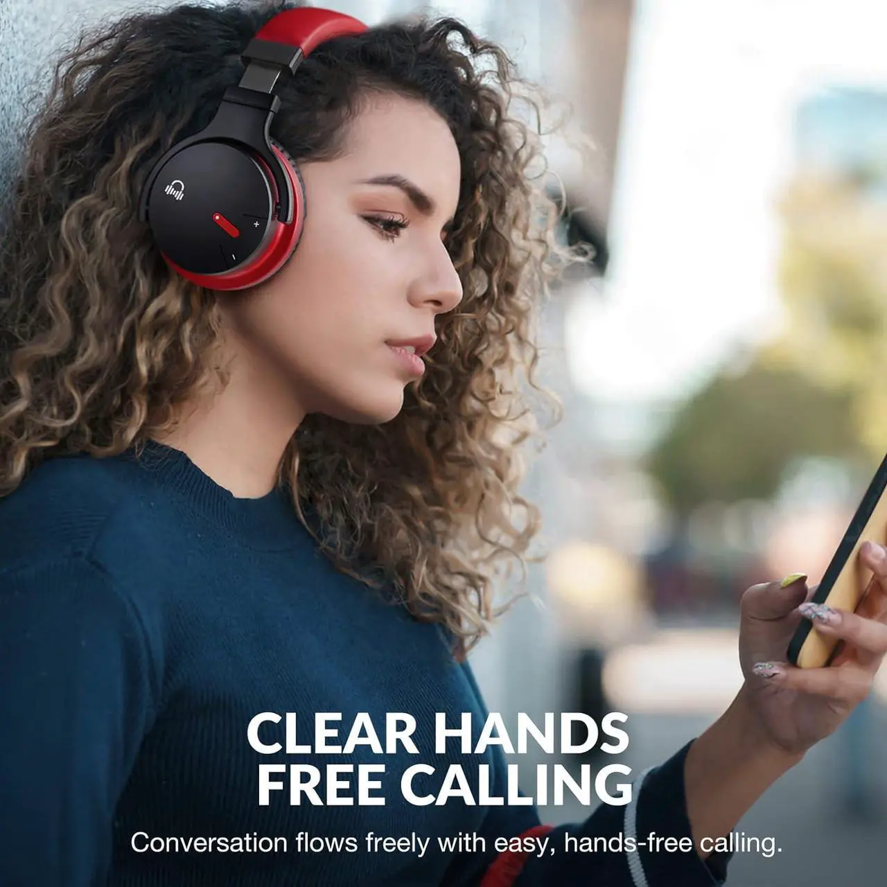 Alt view image 4 of 6 - MOVSSOU E7 Active Noise Cancelling Headphones Bluetooth Headphones Wireless Headphones Over Ear with Microphone Deep Bass, Comfortable Protein Earpads, 30 Hours Playtime for Travel/Work, Black