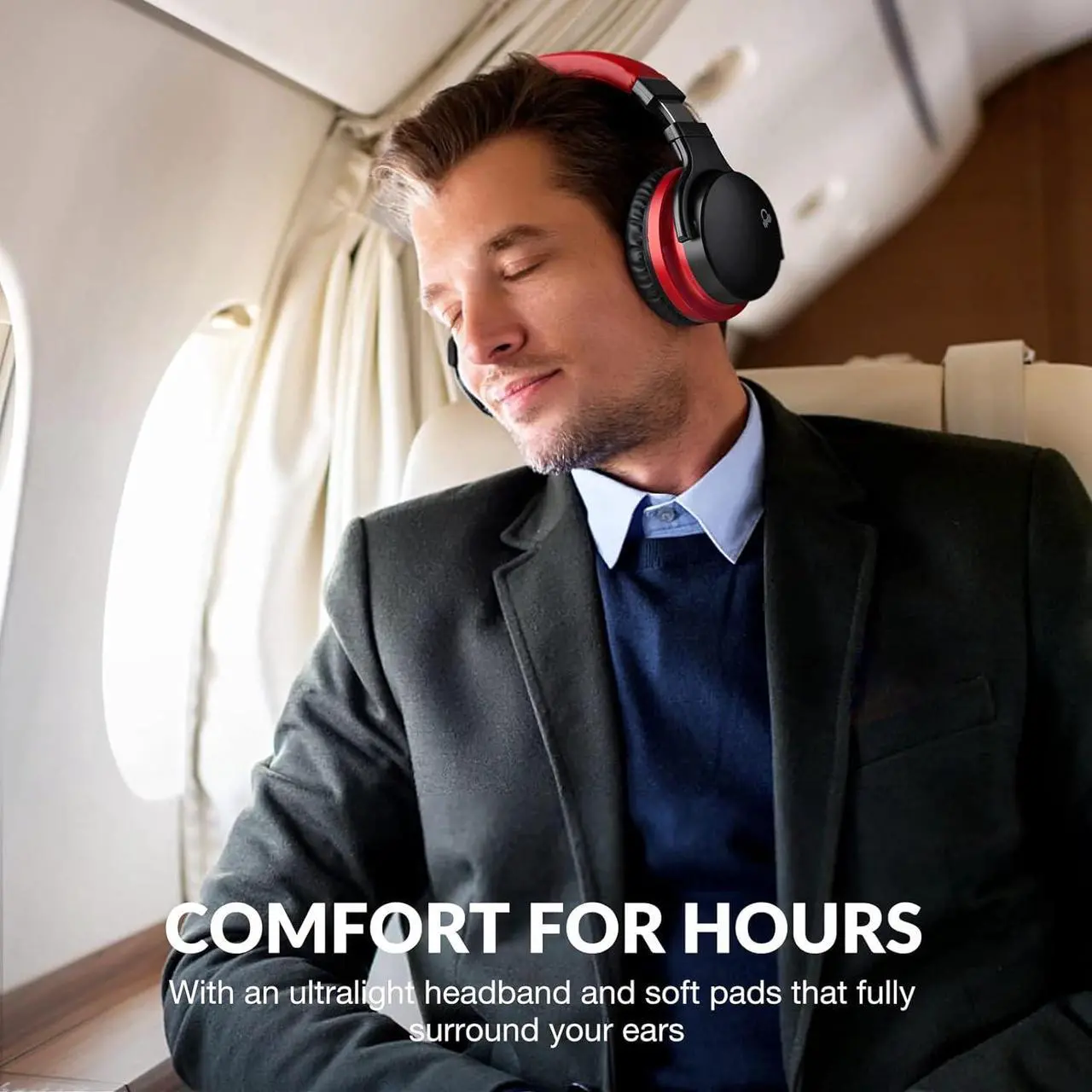 Alt view image 5 of 6 - MOVSSOU E7 Active Noise Cancelling Headphones Bluetooth Headphones Wireless Headphones Over Ear with Microphone Deep Bass, Comfortable Protein Earpads, 30 Hours Playtime for Travel/Work, Black