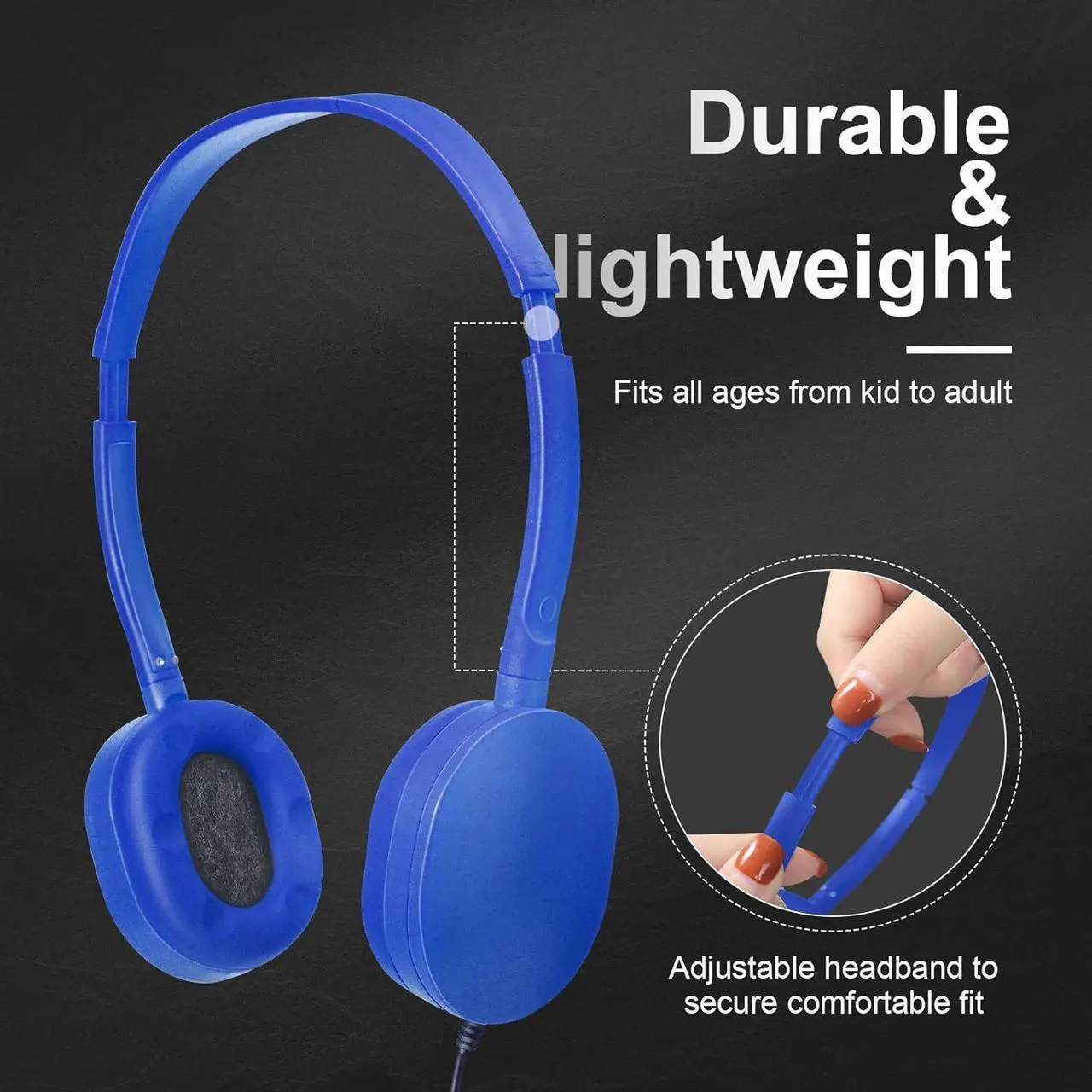 Alt view image 3 of 7 - Flutesan 30 Pack Wired Headphones, Adjustable On Ear Headphones, Kids Headphones with Stereo, Children Headphones Earbuds for Kids, Boys, Girls, Schools, Laptop, Travel, Plane, Tablet (Blue)
