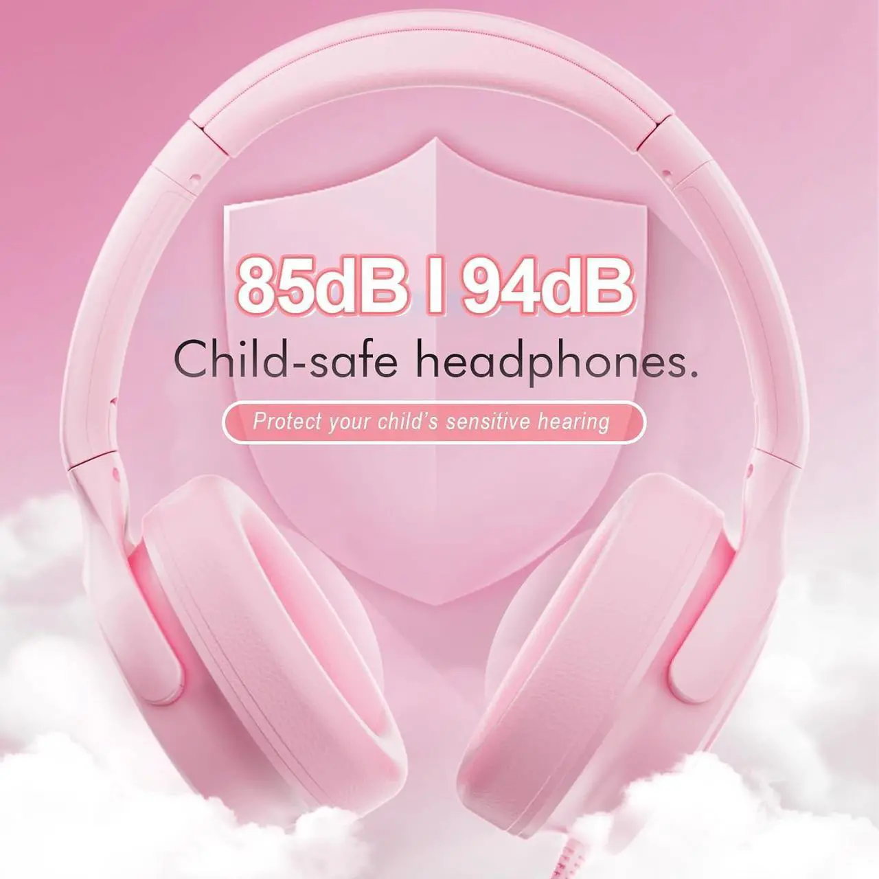Alt view image 2 of 7 - Kids Headphones with Cord-3.5mm Jack 85/94dB Safe Volume Control Built-in Microphone On-Ear Headphones for Kids/Teens/Girls/School/Travel/3.5mm Devices(Pink)