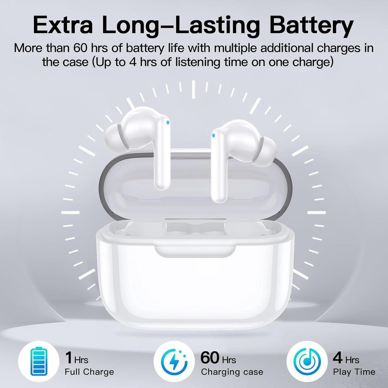 Alt view image 6 of 7 - Wireless Ear Buds, Earbuds Bluetooth 5.3 Headphones, HiFi Stereo Sound Waterproof in-Ear Earphones with Noise Cancelling Mic for iPhone/Samsung/Android Sports Workout