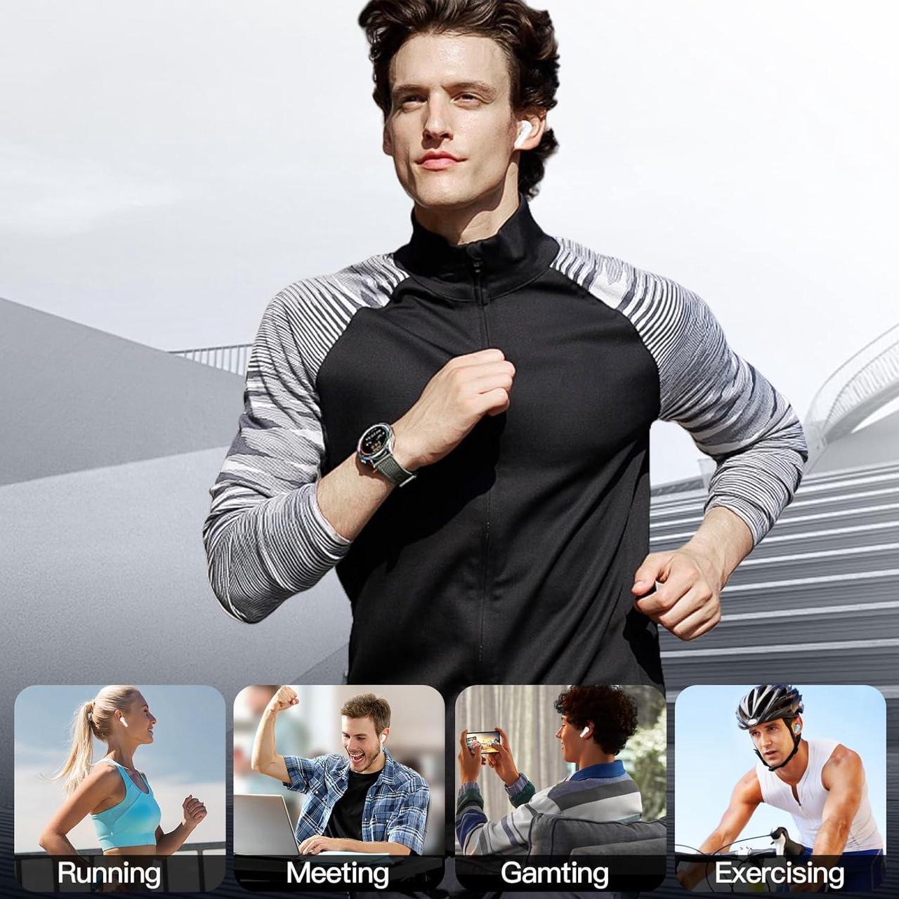 Alt view image 7 of 7 - Wireless Ear Buds, Earbuds Bluetooth 5.3 Headphones, HiFi Stereo Sound Waterproof in-Ear Earphones with Noise Cancelling Mic for iPhone/Samsung/Android Sports Workout