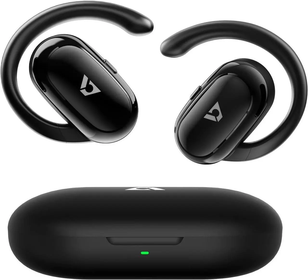 Main image of Open Ear Headphones Wireless Sports Earbuds 60 Hours Long Playtime with Charging Case Snug Fit Bluetooth Earbuds with Rotatable Ear Hooks ENC Clear Calls Premium Sound IPX4 Waterproof Black