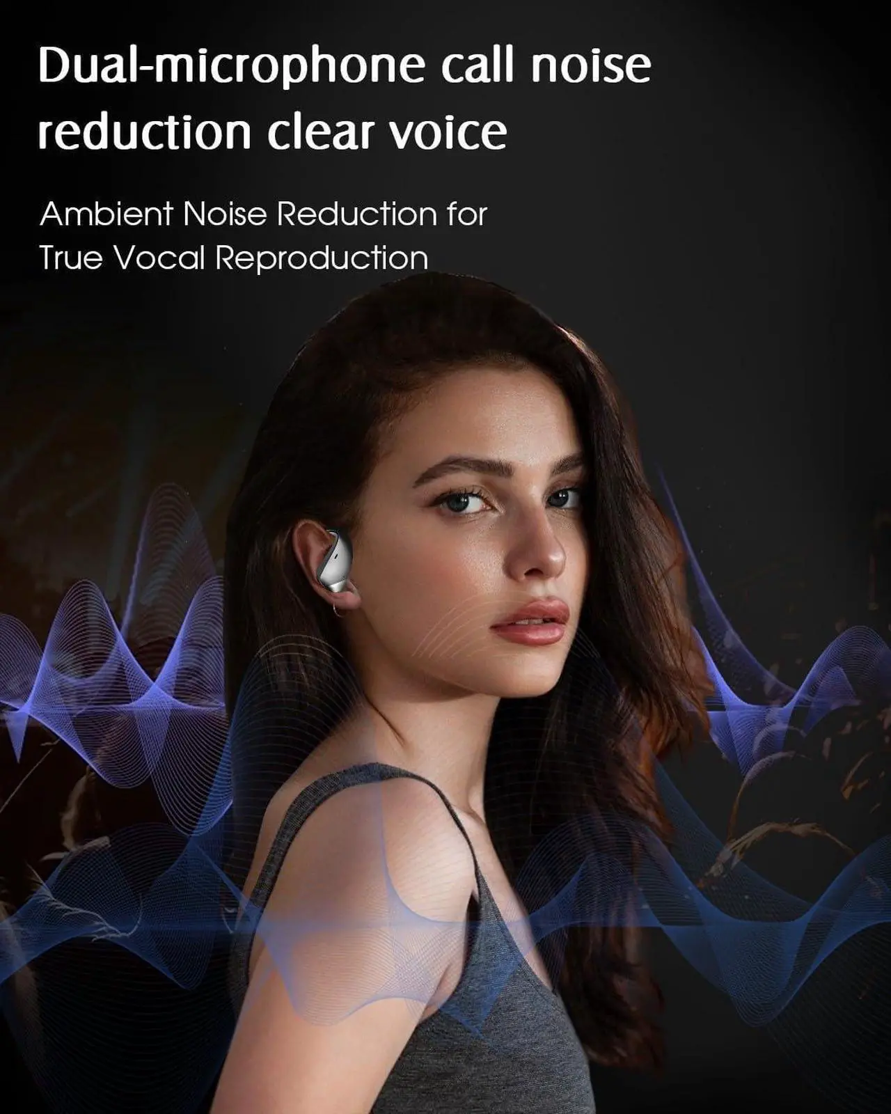 Alt view image 3 of 7 - Open Ear Earbuds - Bluetooth 5.3 Wireless Earbuds with Earhooks for 48H Long Time Playback, Superior HiFi Stereo Sound,LED Digital Display,ENC Call Noise Reduction,Sweatproof Workout Headphones