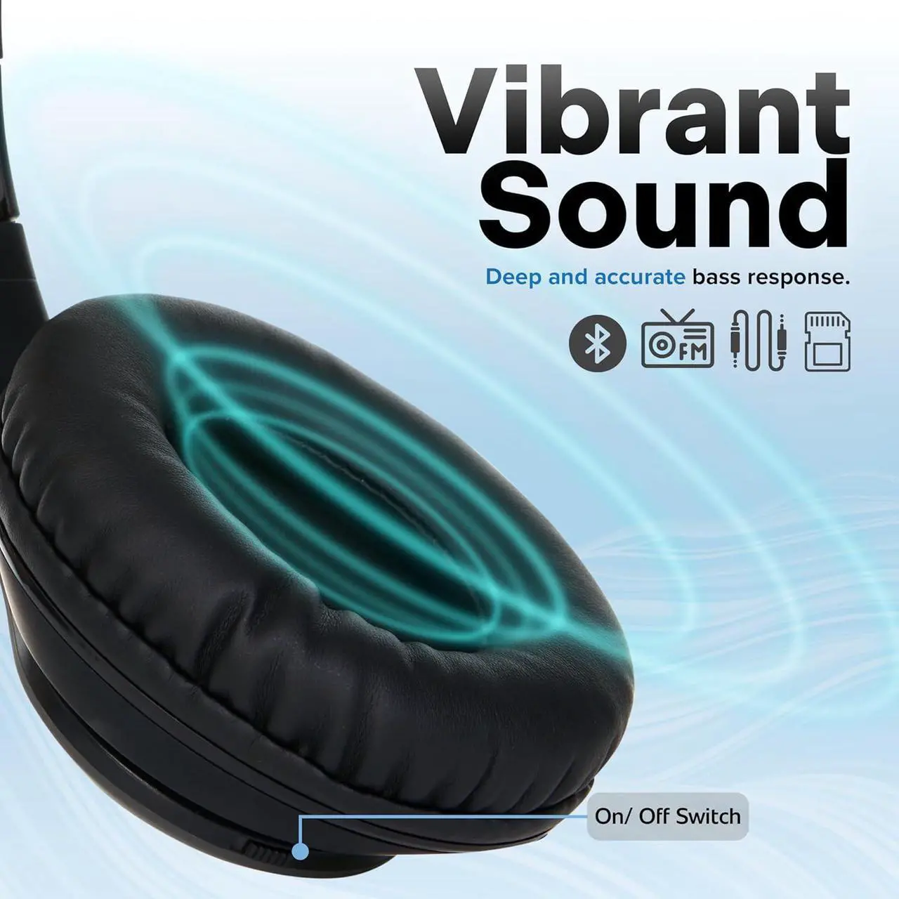 Alt view image 2 of 7 - iJoy Bluetooth Headphones Over Ear, Wireless and Wired Foldable Headset Built-in Microphone, FM, Micro SD Card Slot - (Stealth) Adults Kids Men Women - Audifonos Auriculares Inalambricos