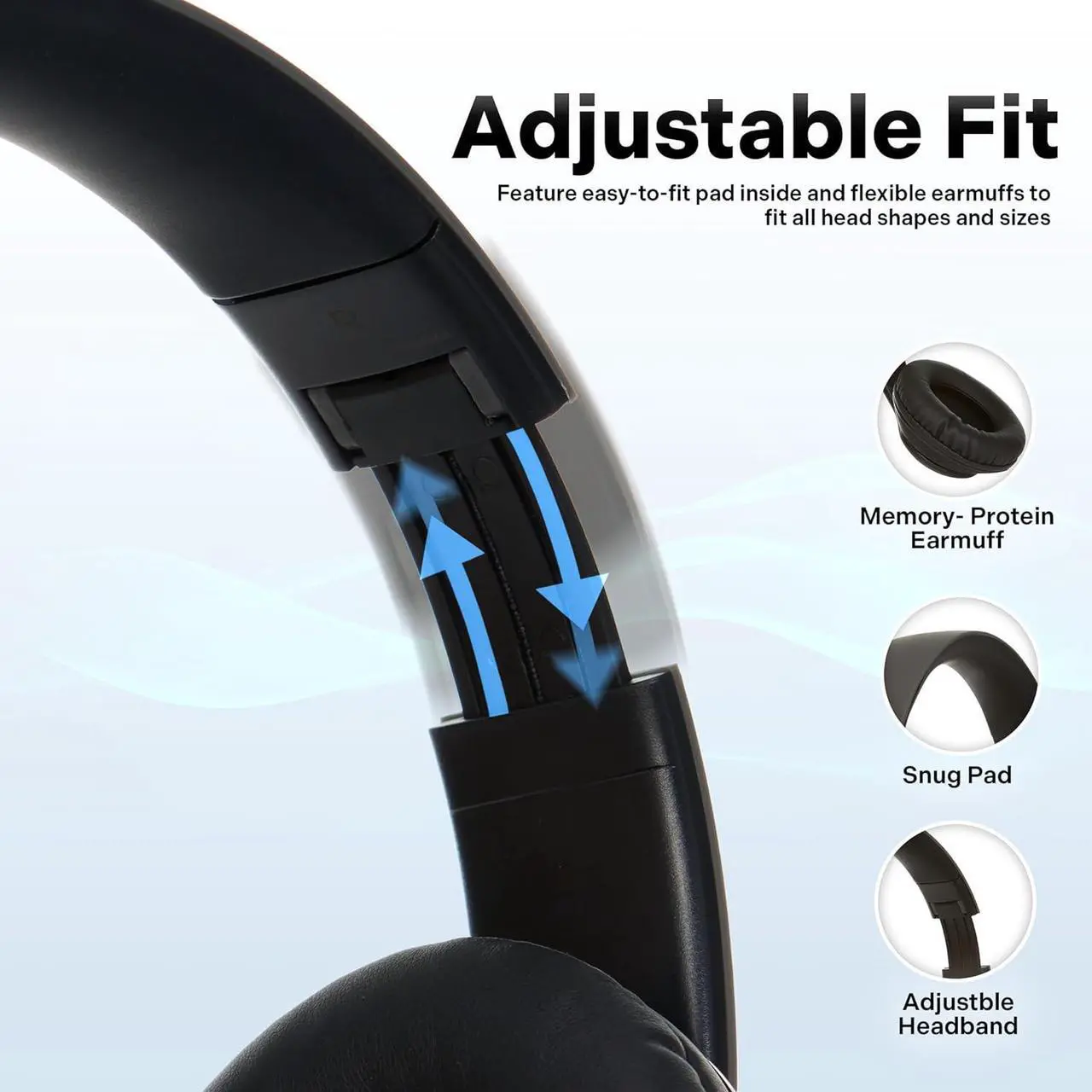 Alt view image 3 of 7 - iJoy Bluetooth Headphones Over Ear, Wireless and Wired Foldable Headset Built-in Microphone, FM, Micro SD Card Slot - (Stealth) Adults Kids Men Women - Audifonos Auriculares Inalambricos