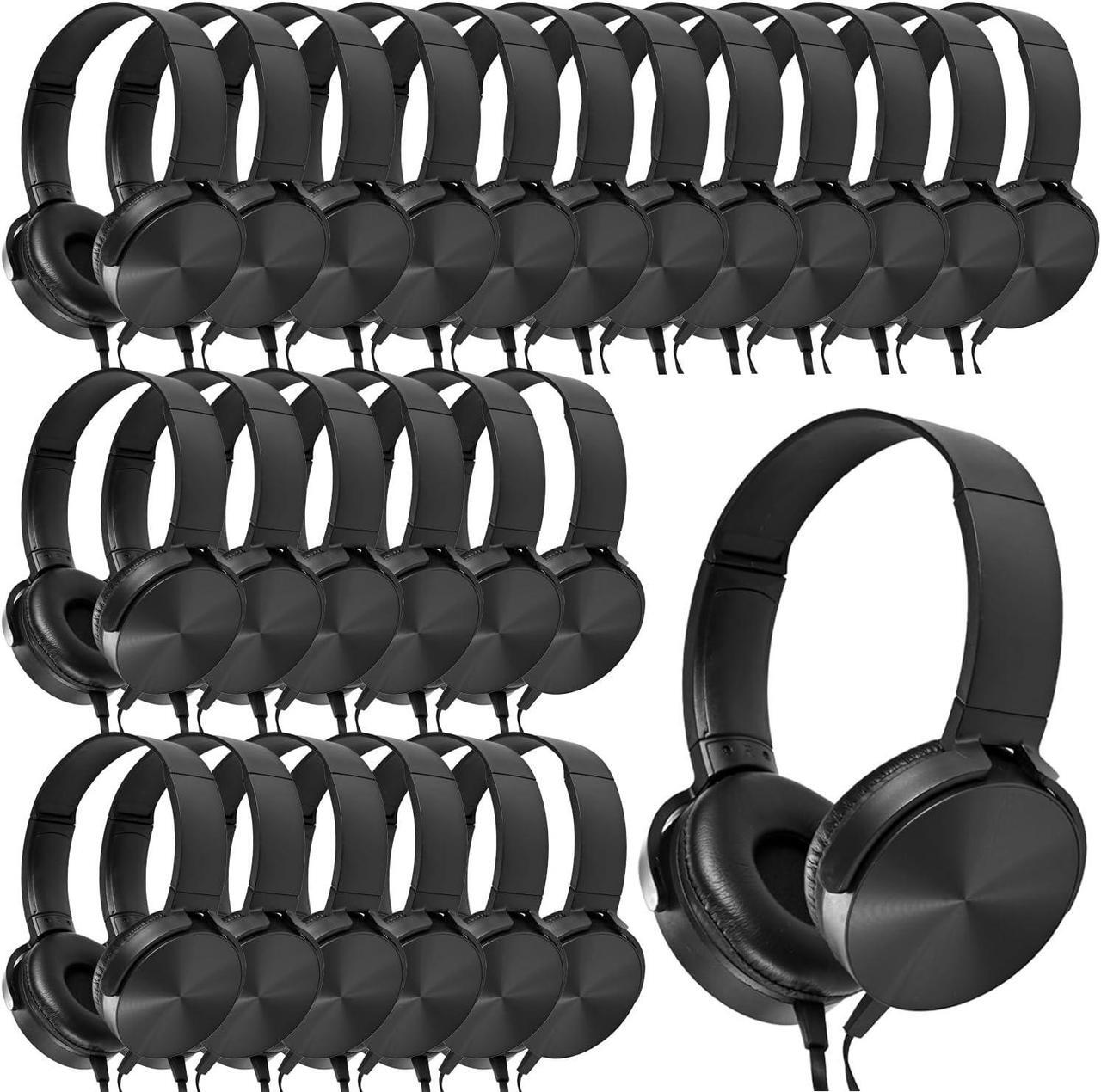 Main image of Bulk Headphones for Classroom 24 Pack Durable Wired School Headphones for Kids,Students,Children Toddler Teen Boys Girls and Adult(Black)