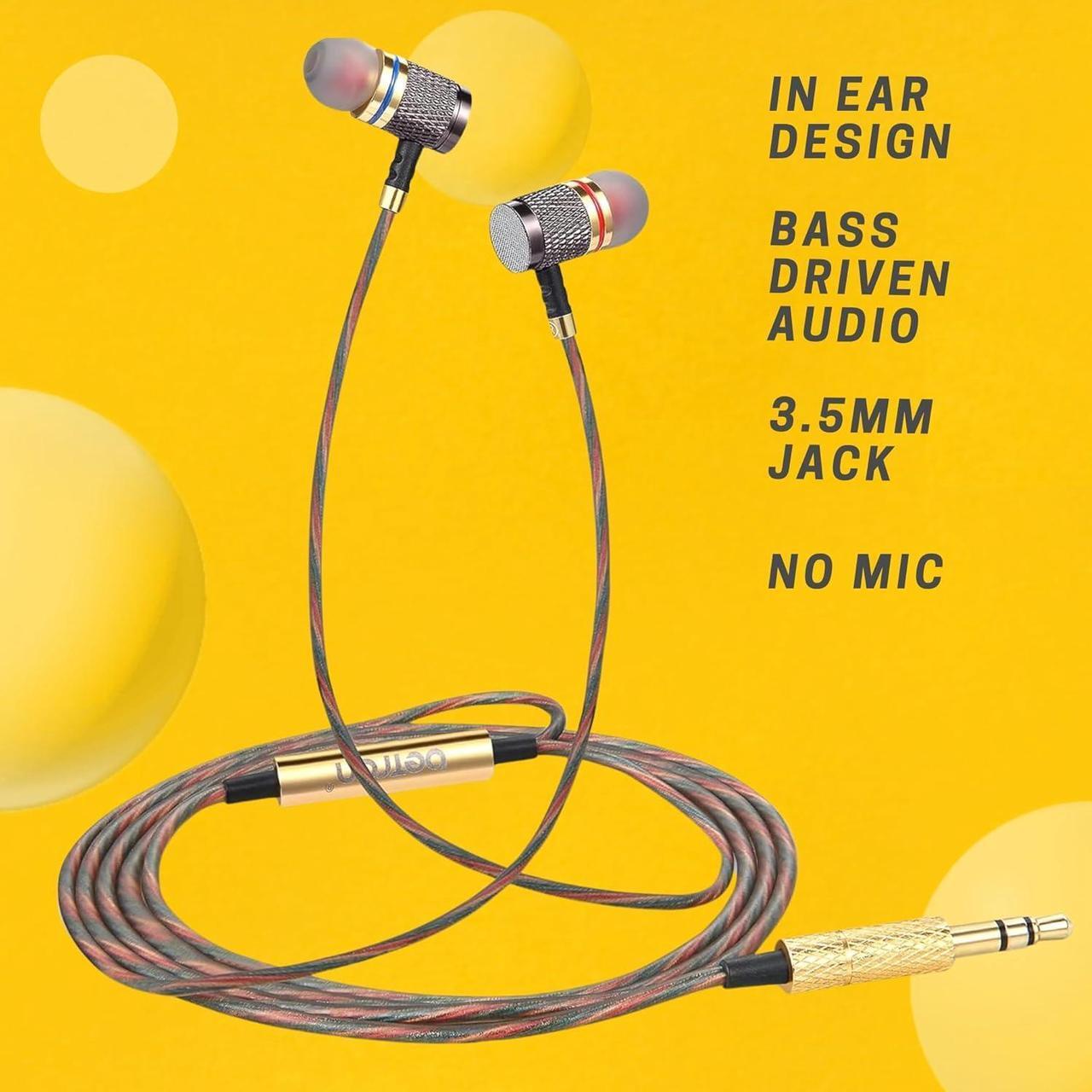 Alt view image 3 of 7 - Betron YSM1000 Earphones in Ear Headphones Wired 3.5mm Jack Tangle-Free Cable Case and Noise Isolating Earbuds