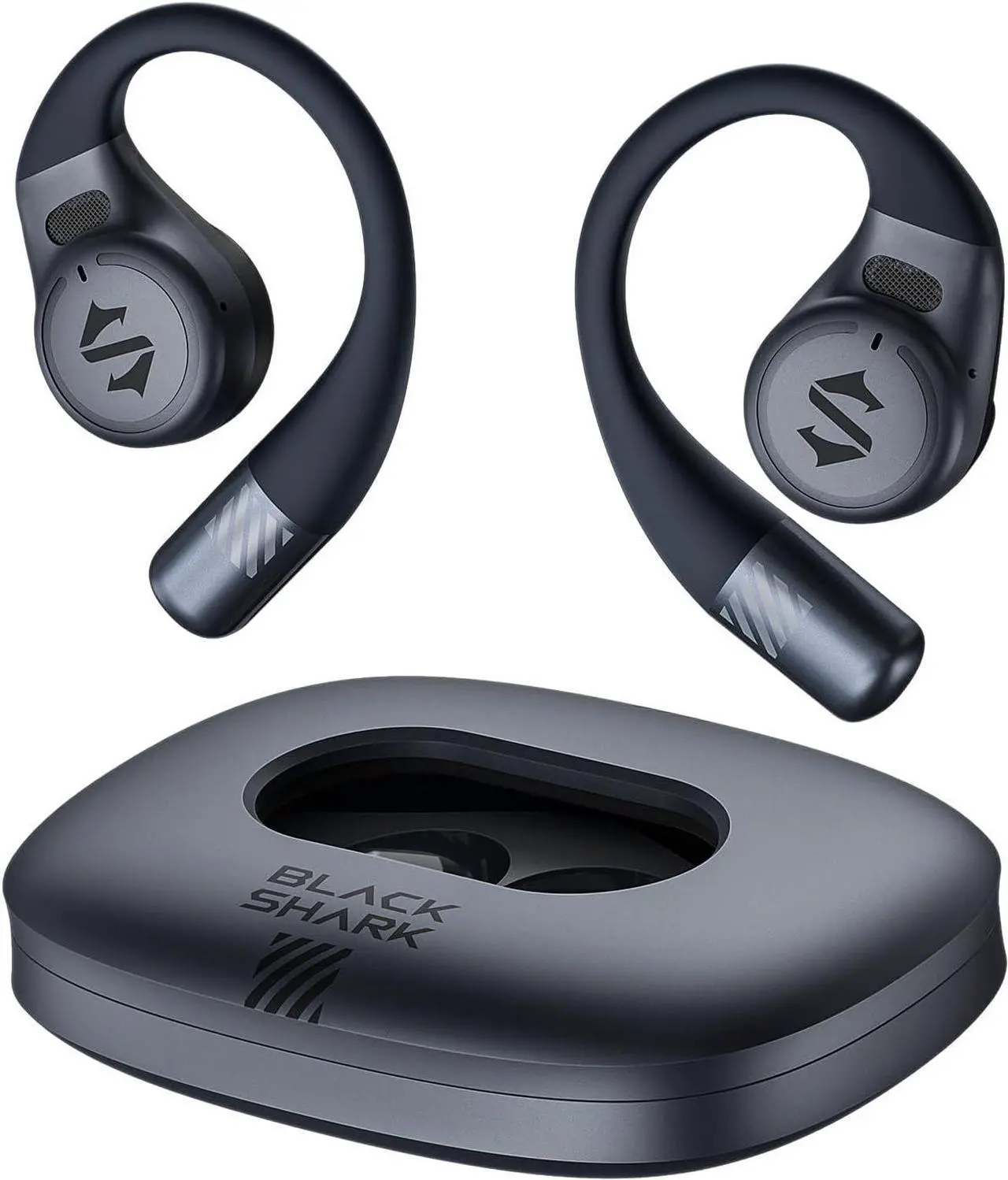 Main image of Black Shark Open Ear Bluetooth Headphones, Bluetooth 5.3 Wireless Sports Earphones, Noise Canceling, IPX6 Waterproof, 0.06s Low Latency, Ultra-Thin Charging Case -Ideal for Sports/Outdoor Activities
