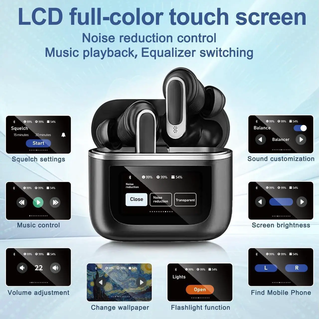 Alt view image 5 of 7 - Wireless Earbuds Bluetooth 5.4, 40H Playtime, ANC Noise Cancelling, IPX7 Waterproof, LED Power Display, Touch Control, Dual-Mic Call Noise Reduction, Fast Charging Case, Compatible with Android/iOS