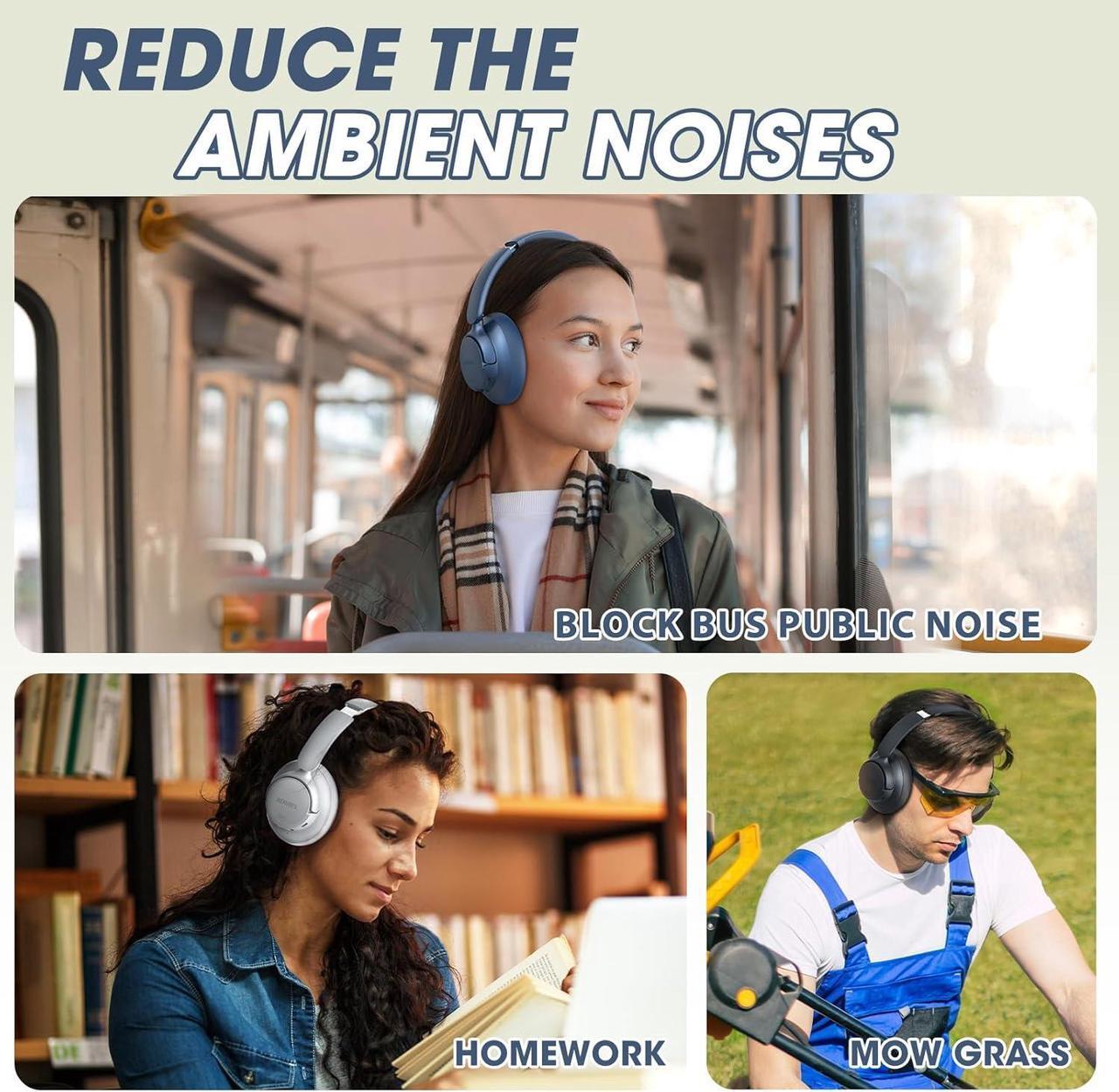 Alt view image 7 of 7 - BERIBES Upgraded Hybrid Active Noise Cancelling Wireless Headphones with Transparent Modes,70H Playtime Bluetooth Headphones Wireless with Mic, Deep Bass,3.5MM Cable,Soft-Earpads,Fast Charging-Blue