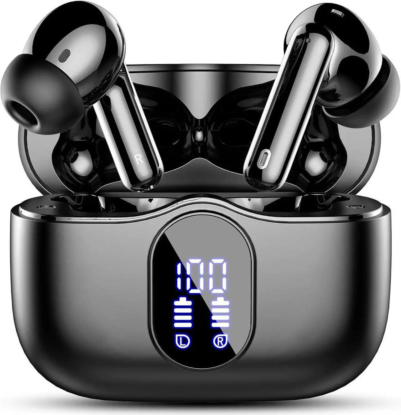 Main image of Wireless Earbuds, Bluetooth 5.3 Headphones Bass Stereo, Ear Buds with Noise Cancelling Mic LED Display, IP7 Waterproof in Ear Earphones, 36H Playtime for Laptop Pad Phones Sports Workout, Black