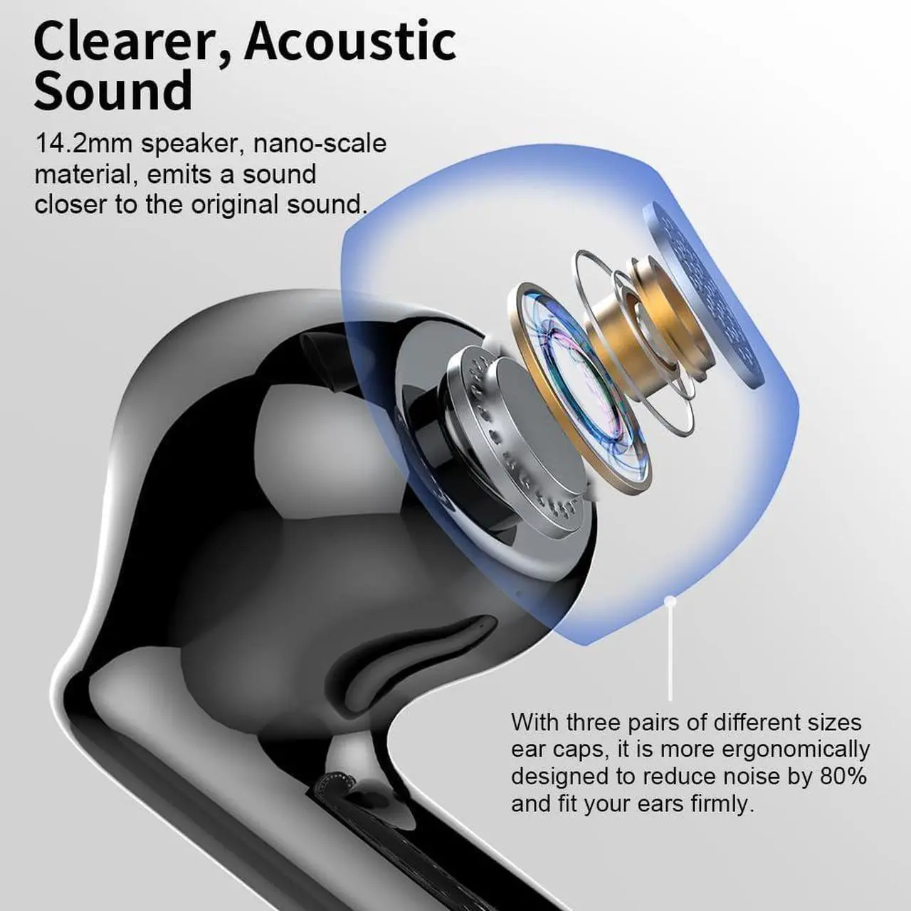 Alt view image 2 of 7 - Wireless Earbuds, Bluetooth 5.3 Headphones Bass Stereo, Ear Buds with Noise Cancelling Mic LED Display, IP7 Waterproof in Ear Earphones, 36H Playtime for Laptop Pad Phones Sports Workout, Black