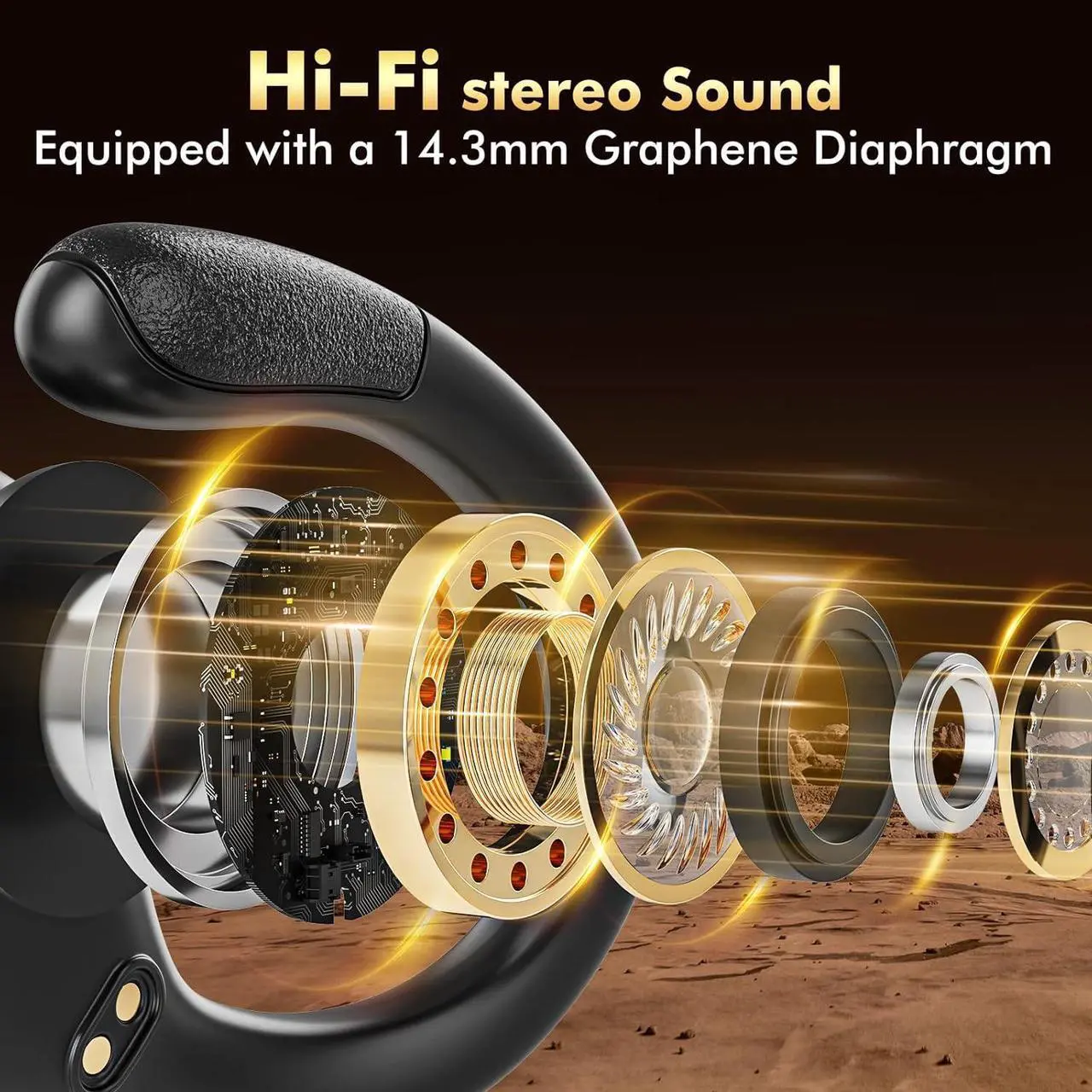 Alt view image 3 of 7 - Wireless Earbuds Bluetooth Headphones 80hrs Playback Ear Buds Power Display with Noise Canceling Mic Headsets for Sports/Workout/Running Black