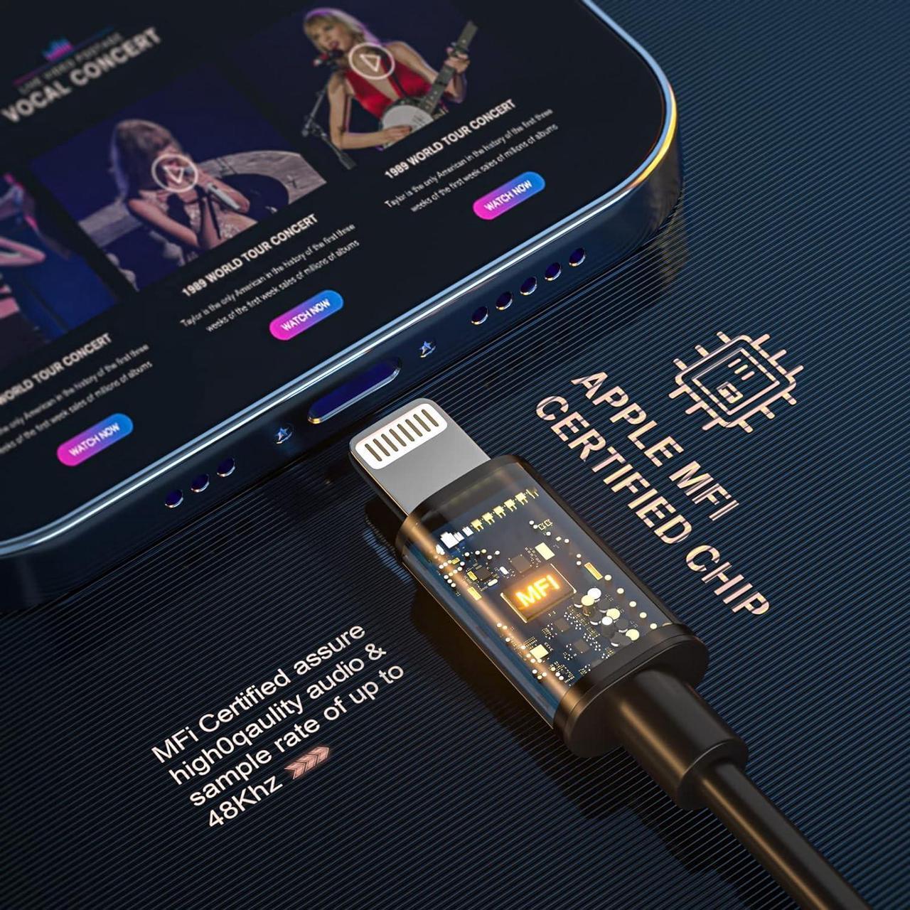 Alt view image 2 of 7 - Lightning Headphones for iPhone 13 14 12 Pro Max MFi Certified Lightning Earbuds with Mic Noise Isolation Stereo Bass in-Ear Headphones Lightning Connector Wired Earphones for iPhone 11 XR SE