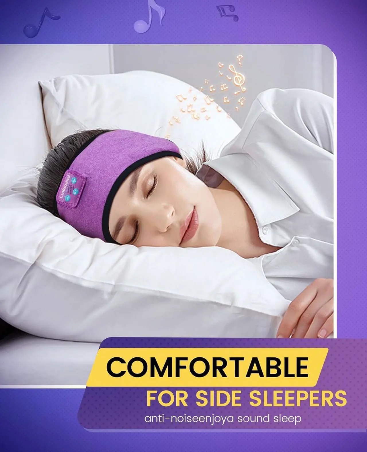 Alt view image 4 of 7 - Sleep Headphones, Wireless Bluetooth Sports Headband Headphones with Built in Stereo Hi Fi Speakers, Sleeping Headphones for Men Women Yoga Workout Travel Gym Gifts
