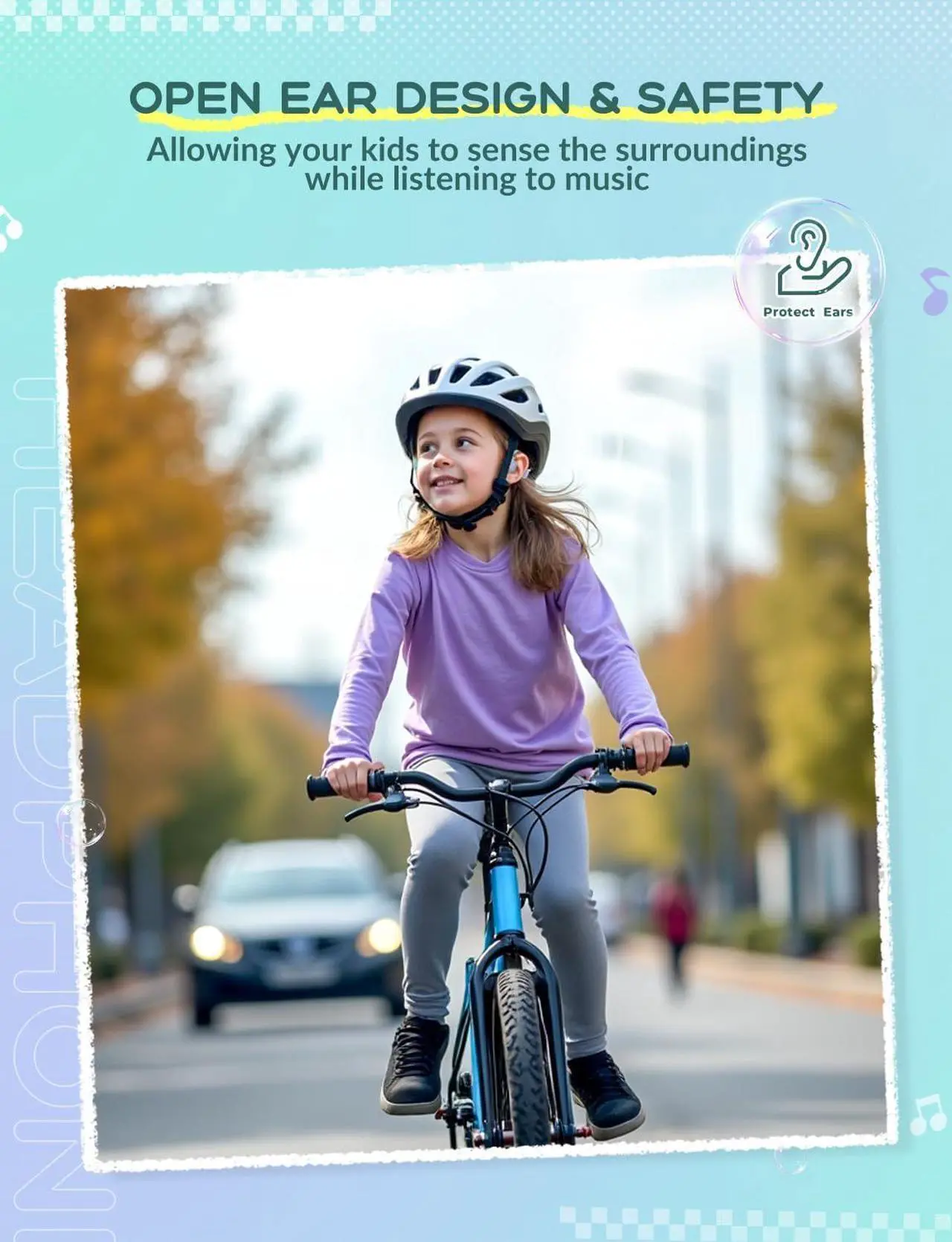 Alt view image 3 of 5 - iClever Kids Headphones, Bluetooth 5.4 Air Conduction Open Ear Headphones, Safe Volume 74&85 dBA, Clear Audio, 360° Bending, Ultra-Light Comfortable Kids Wireless Headphones for iPad/Travel/Sports