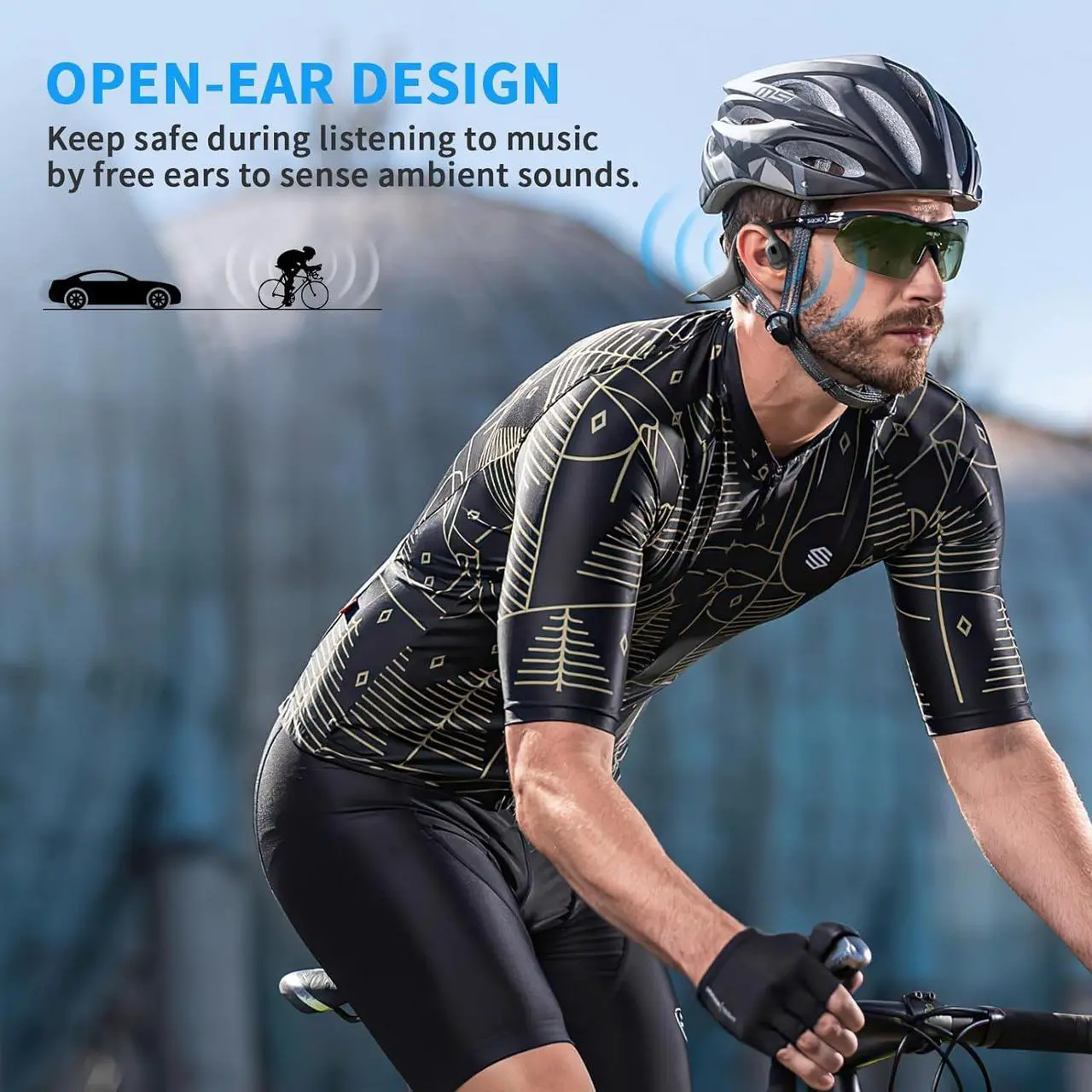 Alt view image 2 of 7 - Bone Conduction Headphones, Sports Headphones Wireless Bluetooth 5.3 with Mic, IPX7 Waterproof Sweatproof Open Ear Headphones for Running, Cycling, Gym(Black)