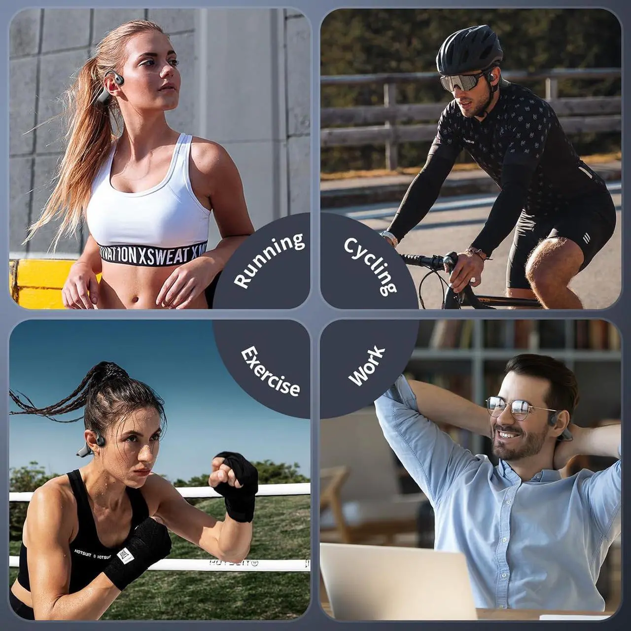 Alt view image 7 of 7 - Bone Conduction Headphones, Sports Headphones Wireless Bluetooth 5.3 with Mic, IPX7 Waterproof Sweatproof Open Ear Headphones for Running, Cycling, Gym(Black)