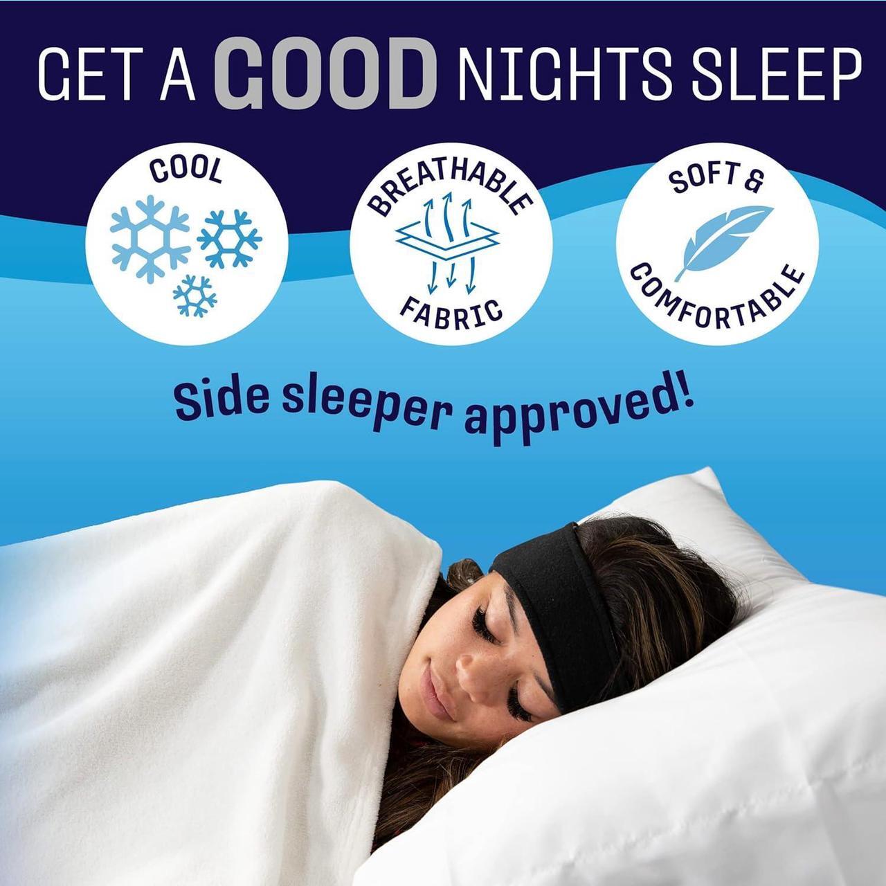 Alt view image 4 of 7 - CozyPhones Sleep Headphones - Over Ear Headphones from Ultra Thin Cool Mesh Wired for Side Sleepers, Meditation, Running, Laptop, and Phone - Black Lycra