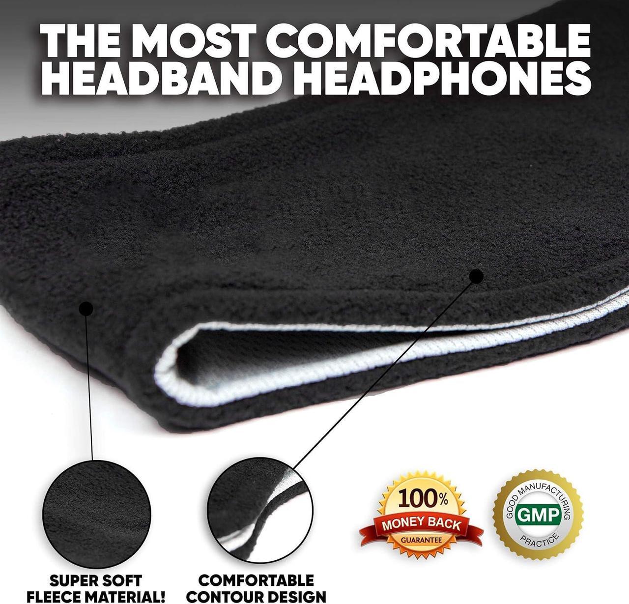 Alt view image 5 of 7 - CozyPhones Sleep Headphones - Over Ear Headphones from Ultra Thin Cool Mesh Wired for Side Sleepers, Meditation, Running, Laptop, and Phone - Black Lycra