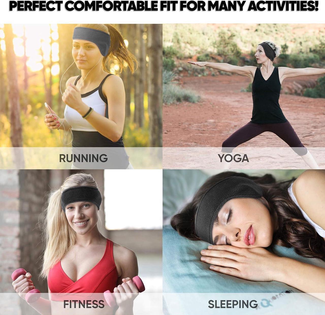 Alt view image 6 of 7 - CozyPhones Sleep Headphones - Over Ear Headphones from Ultra Thin Cool Mesh Wired for Side Sleepers, Meditation, Running, Laptop, and Phone - Black Lycra