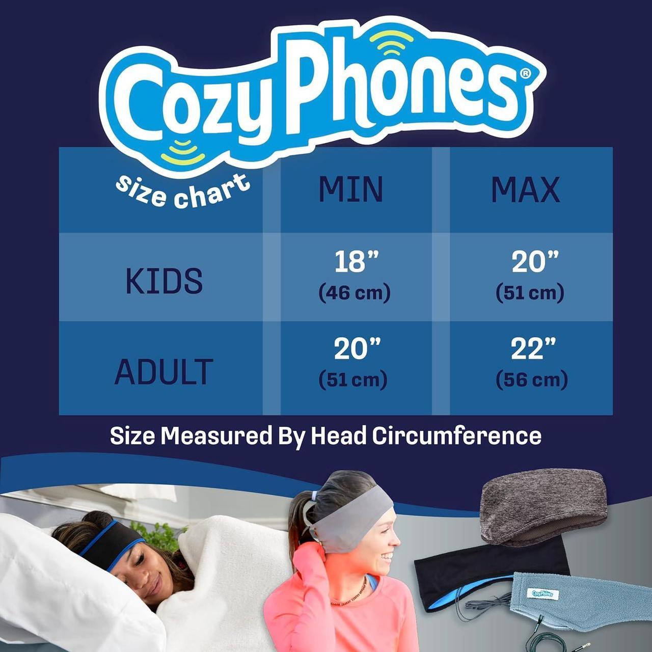 Alt view image 7 of 7 - CozyPhones Sleep Headphones - Over Ear Headphones from Ultra Thin Cool Mesh Wired for Side Sleepers, Meditation, Running, Laptop, and Phone - Black Lycra