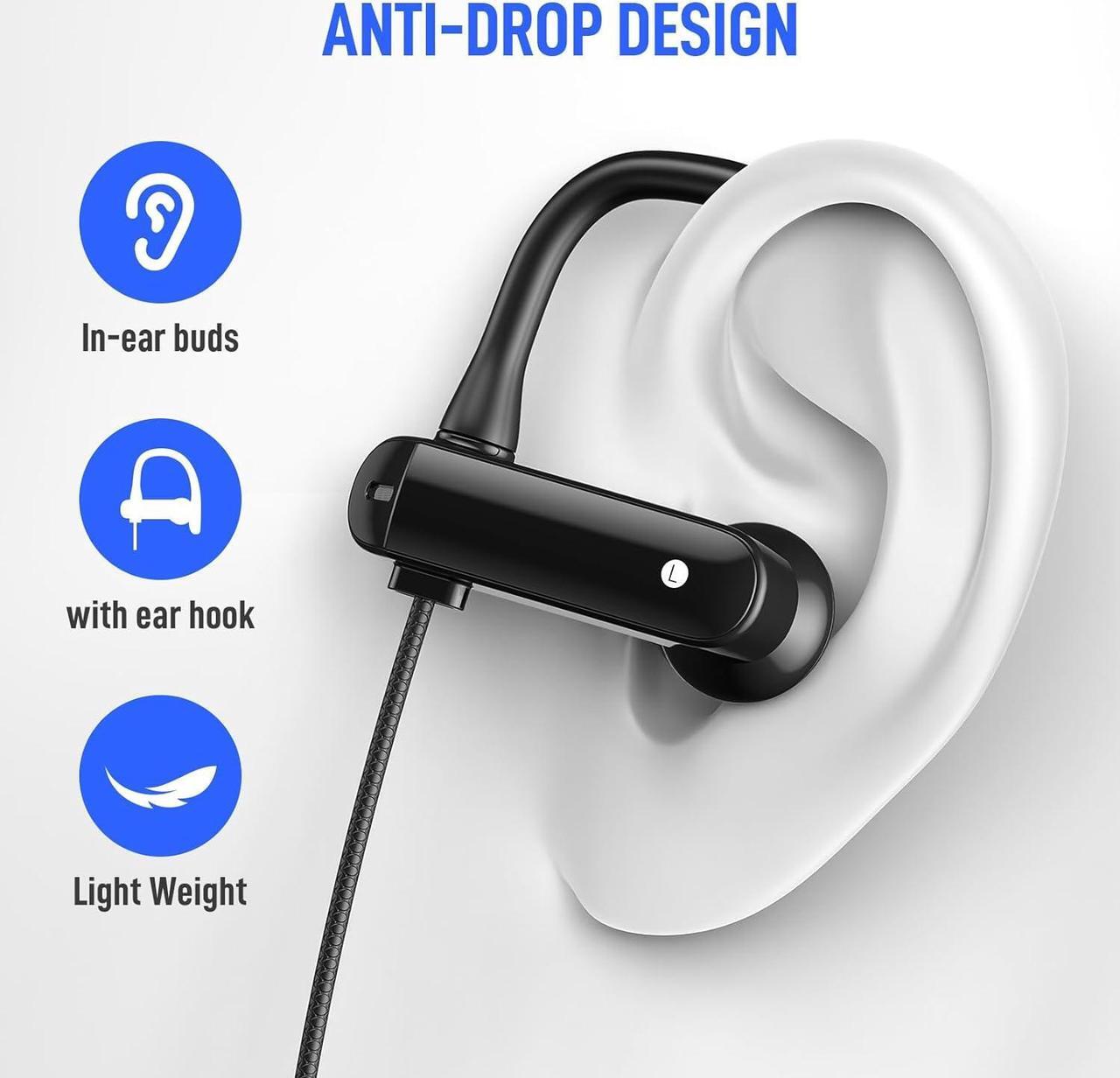 Alt view image 2 of 7 - USB C Headphones Over Ear Hooks for iPhone 16 15 Pro Max Plus, Wrap Around Ear Buds with Loops Mic Type C Earphones Running Sport Wired Earbuds for Samsung Galaxy S24 Ultra S23 Fe S22 A35 Pixel 8 7