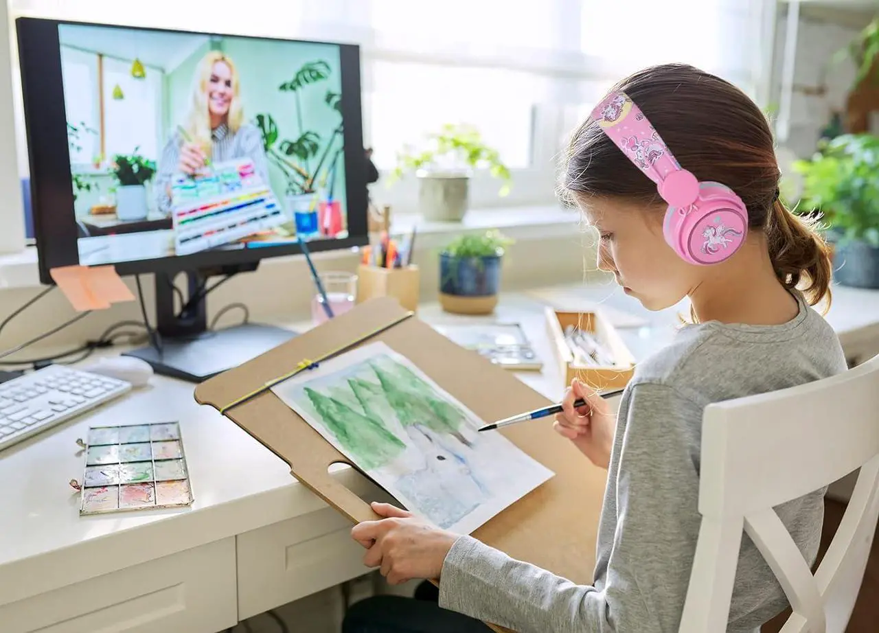 Alt view image 3 of 7 - Kids Headphones Unicorn, Color Changing LED Light Wireless Bluetooth Headphones for Kids Girls Boys School, Anime Over-Ear Bluetooth Headphones with Microphone for Tablet/ipad/Travel (Pink)