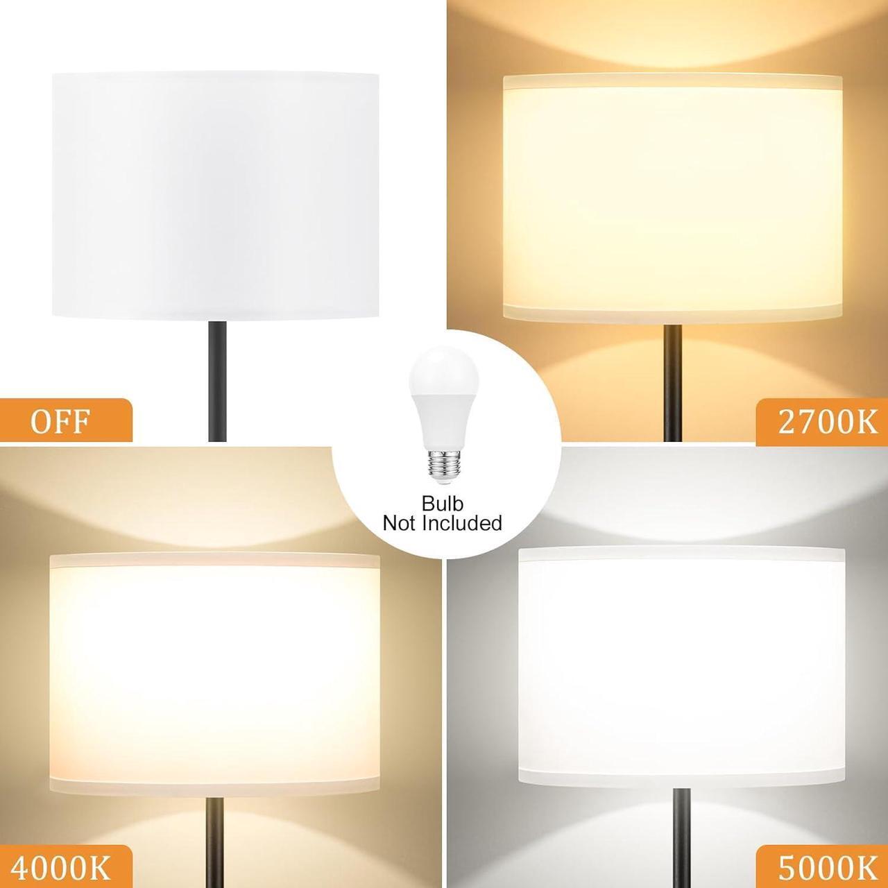 Alt view image 5 of 7 - Modern Floor Lamp Simple Design with White Shade, Foot Pedal Switch, 60" Small Tall Lamps for Living Room Bedroom Office Dining Room Kitchen, Black Pole Lamp(Without Bulb)